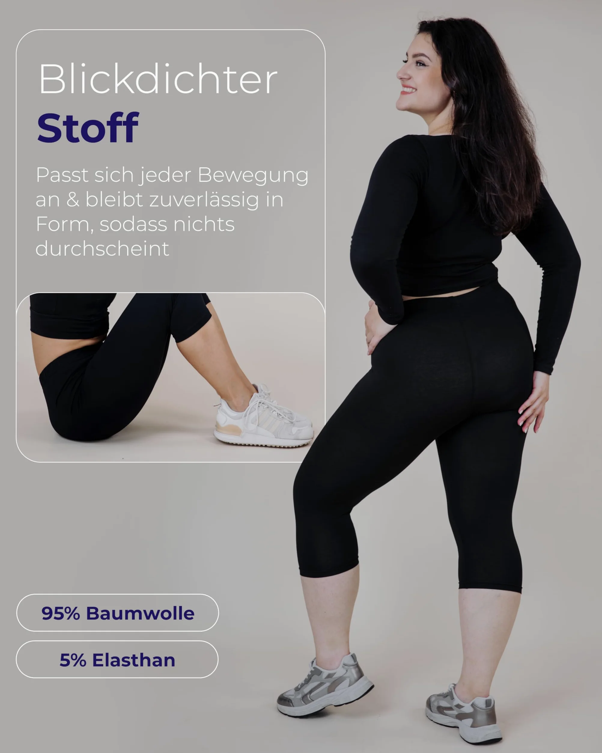 Ströbele SES Capri - Leggings pirata para mujer (2 unidades, algodón), color negro Negro