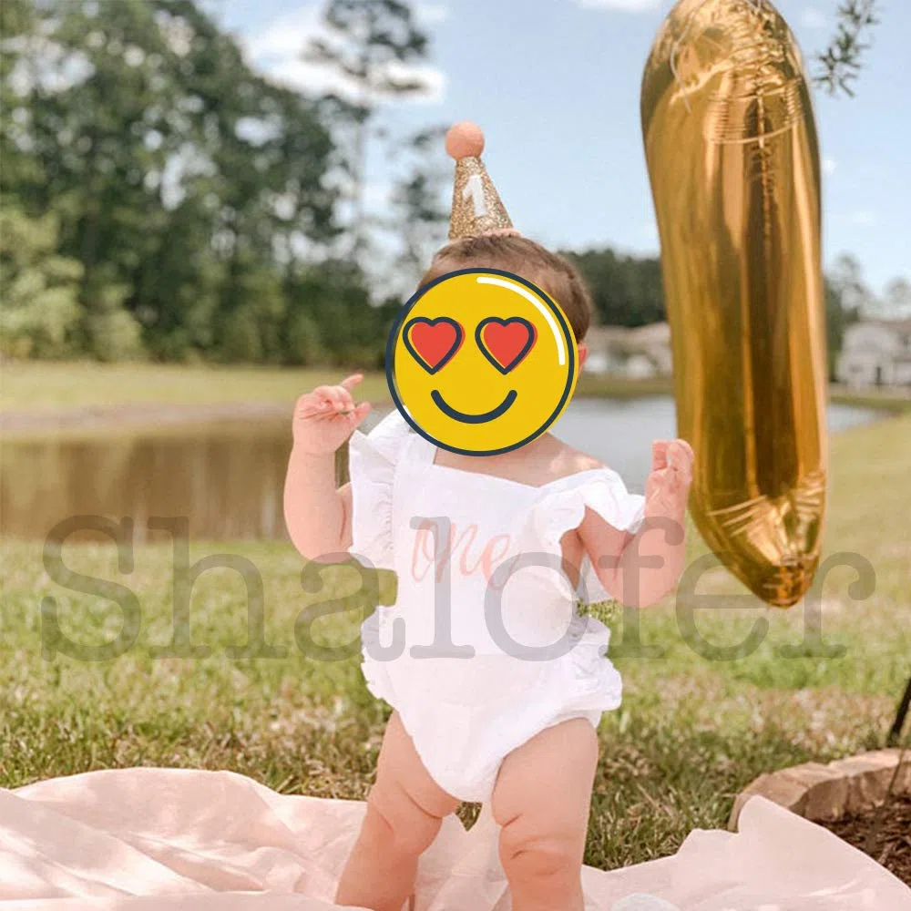 Shalofer Traje de primer cumpleaños para niña con diadema, Blanco, 12-18 Months