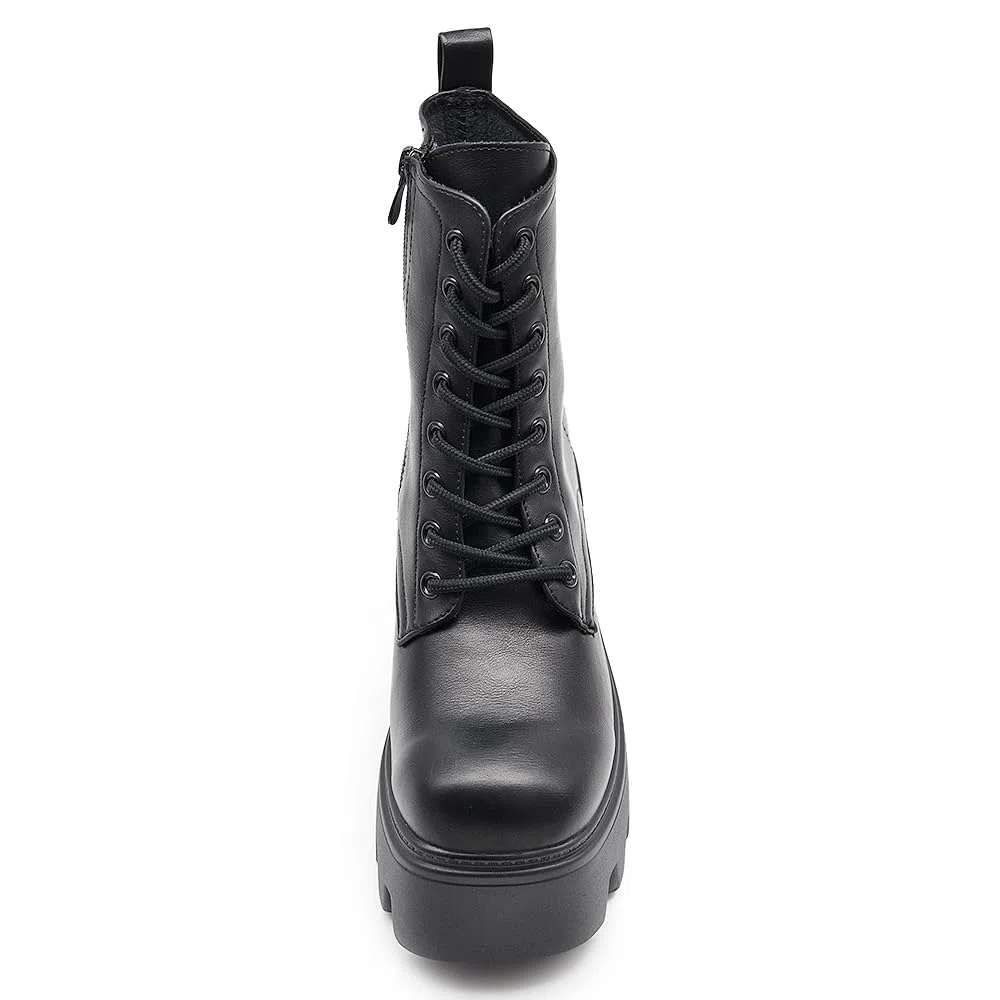 IF FASHION Botines Botines Anfibios de Mujer de Piel Sintética con Tacón Grueso Platform Cuña Dippio Fondo Carrarmato MP752-1