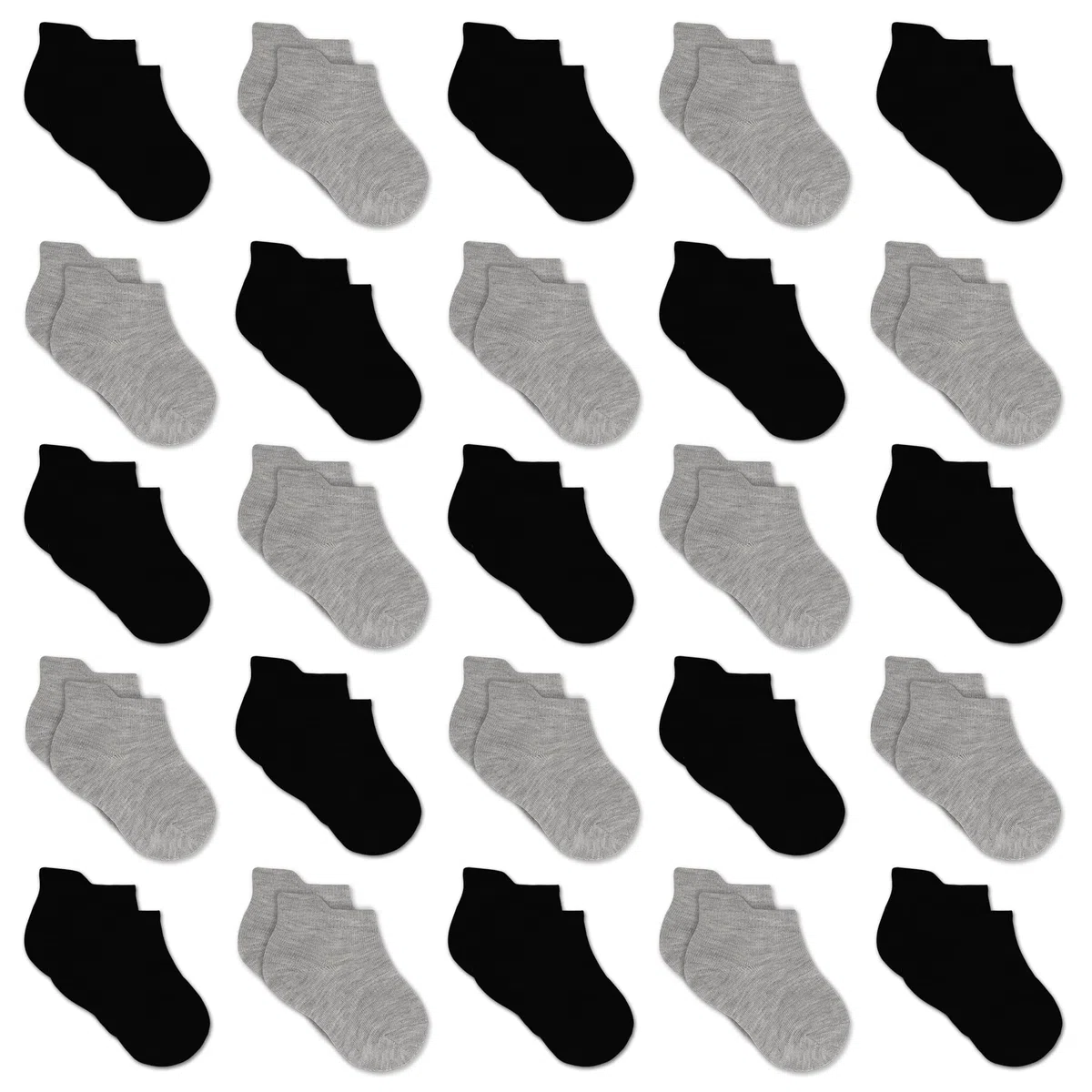 GENTABY Calcetines para niños y niñas, 25 pares, color negro, gris y blanco, talla 19-38, edad (1-14 años)