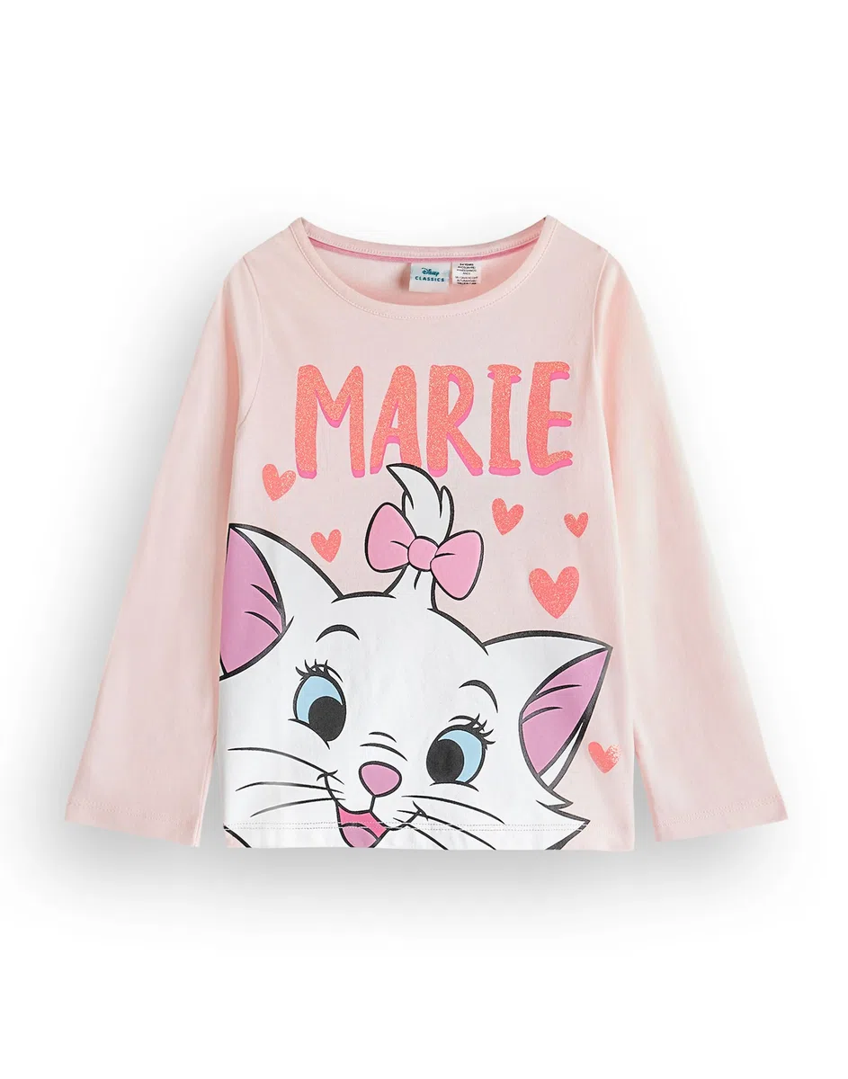 Disney The Aristocats Conjunto de Pijama Marie Girls | Pijamas gráficos de Manga Larga a Rayas y piernas largas para niños en Rosa | Regalo de Merchandising de Ropa de Dormir