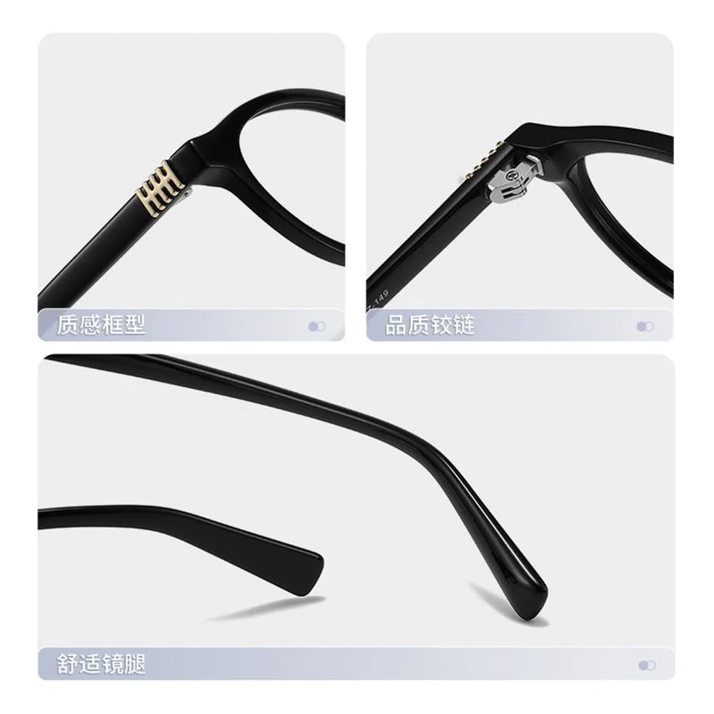 Gafas ovaladas retro de acetato, modelo 2026, sin lentes, para mujer, ideales para la oficina, el estudio y el uso diario. Gafas decorativas de estilo urbano.