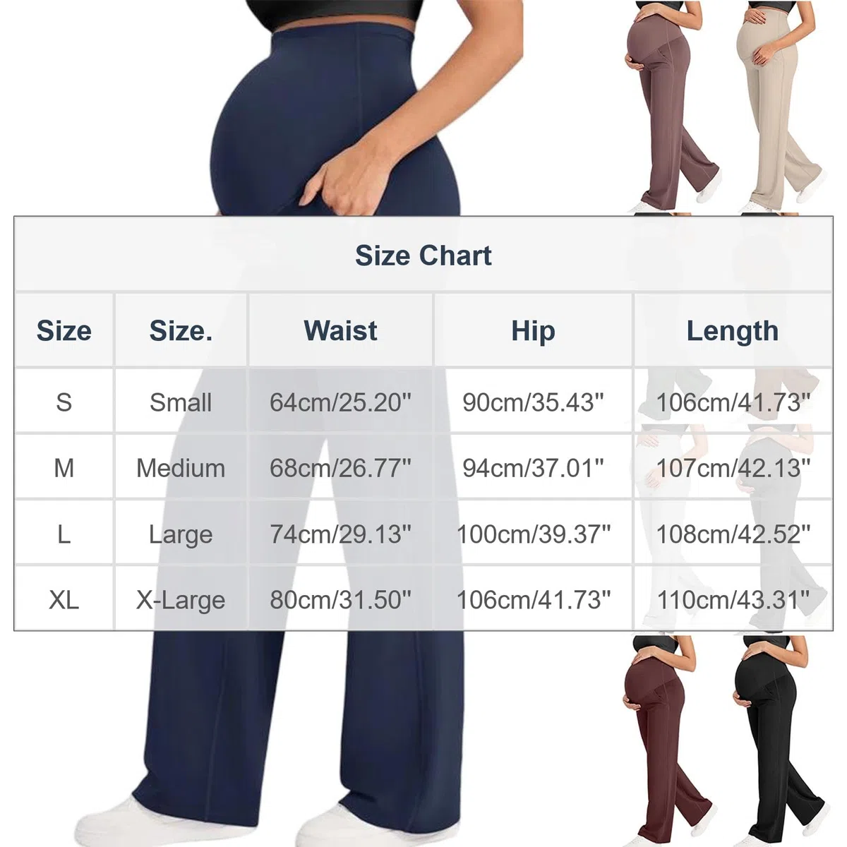 Pantalones de Maternidad para Mujer Cintura Alta Elástica Pantalones Deportivos de Pernera Ancho Recta para Embarazo Suaves Cómodos Pantalon Yoga con Bolsillos Casual Elástico Legging Push Up