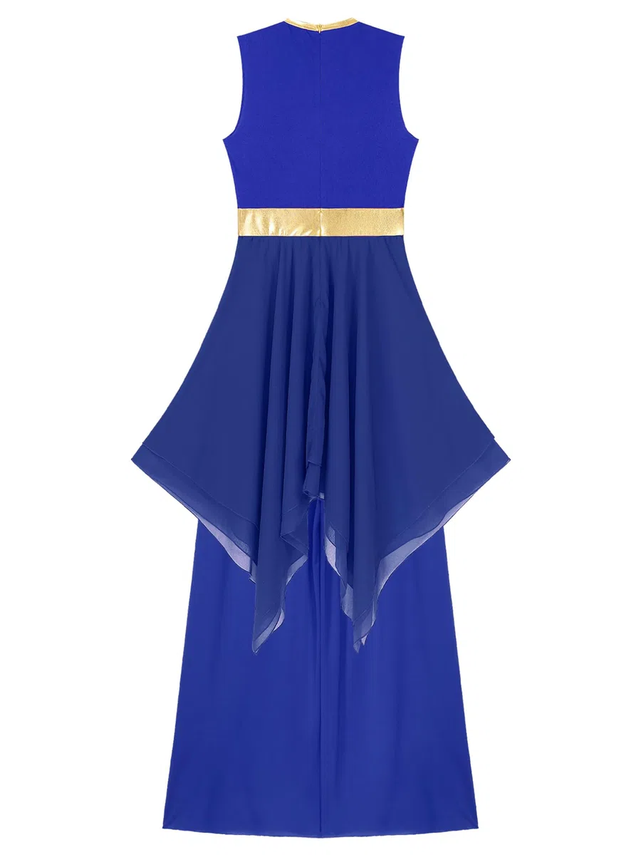Aislor Vestido De Danza Cristiana para Mujer Vestido De Baile Irregular + Pantalones De Danza Cintura Elástica Ropa De Baile Litúrgica