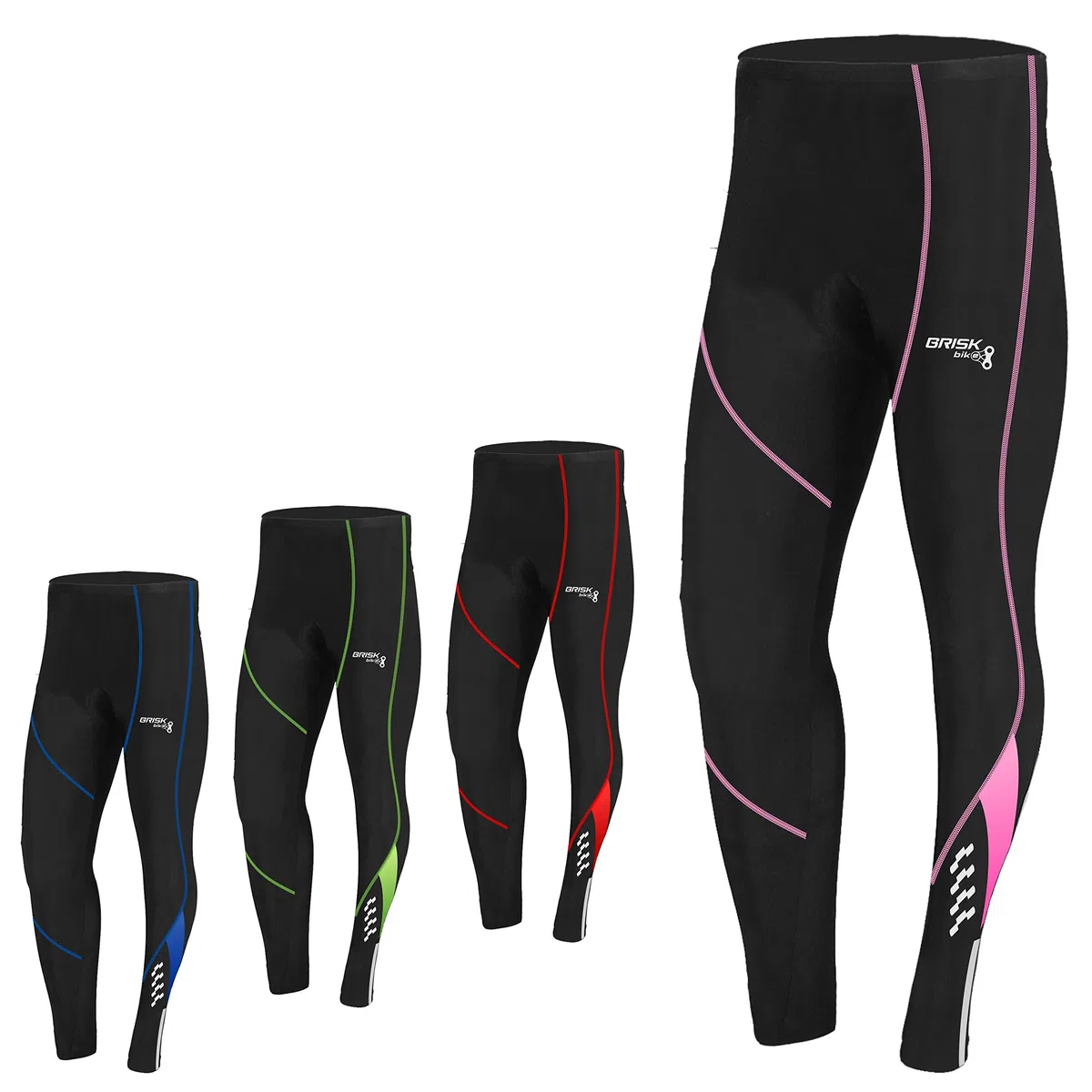 Brisk Bike Pantalon Largo Ciclismo Mujer con Cremalleras Reflectantes Leggings Ciclismo Elástico Coolmax Acolchado Mallas Ciclista - Mujer Mallas térmicas