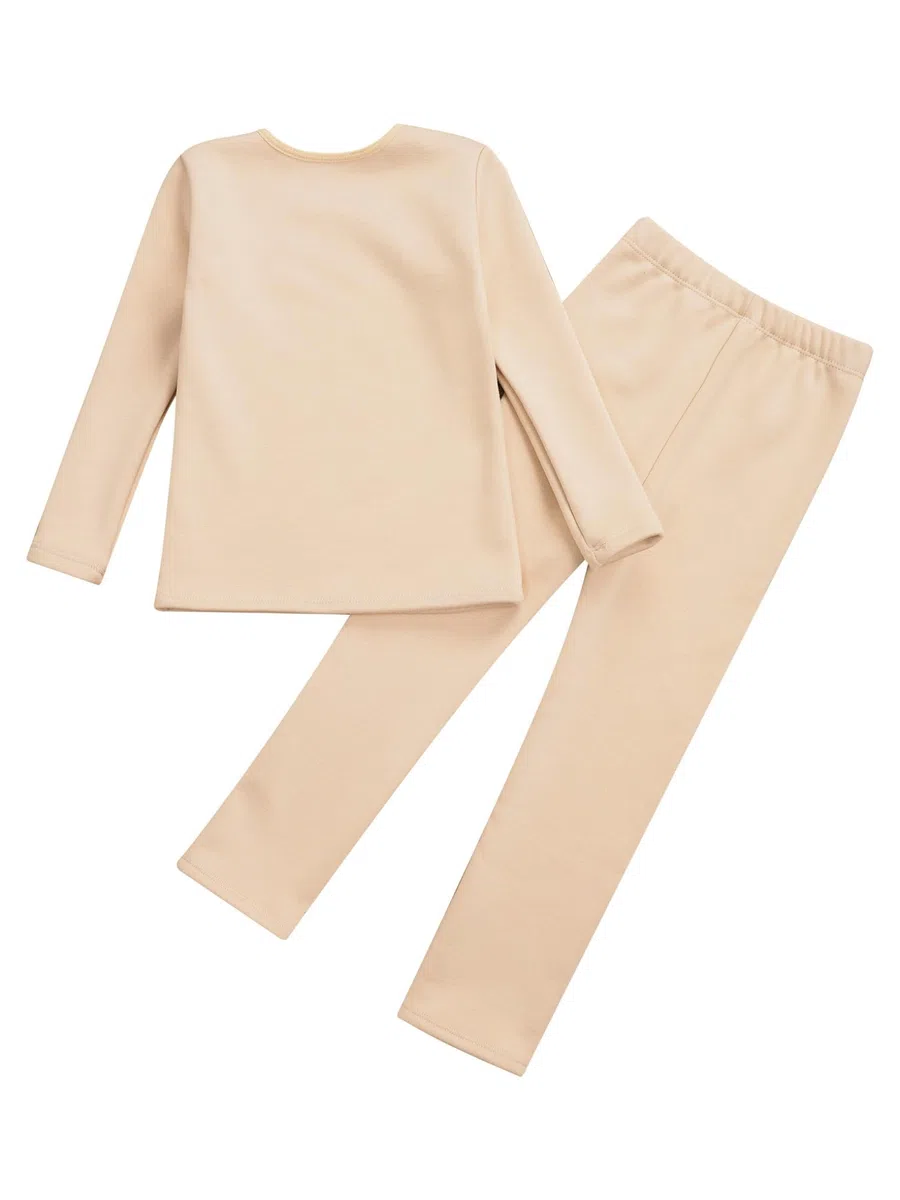 Conjunto de ropa interior térmica para niña con cuello redondo y leggings de ropa interior para gimnasia, baile y ballet