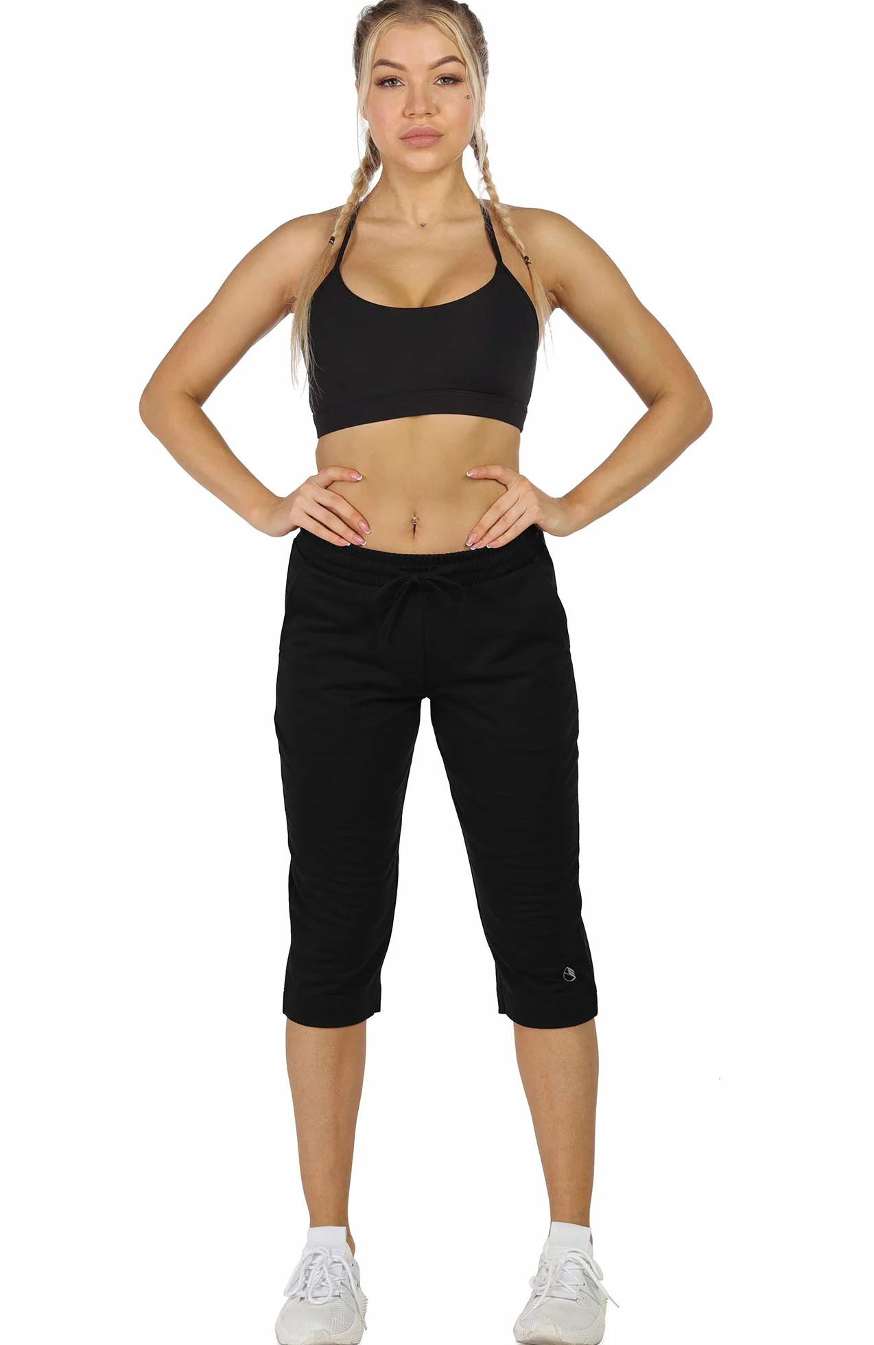 icyzone Pantalones Deportivos 3/4 para Mujer, Pantalones de chándal Informales, Pantalones Rectos con Bolsillo Verde