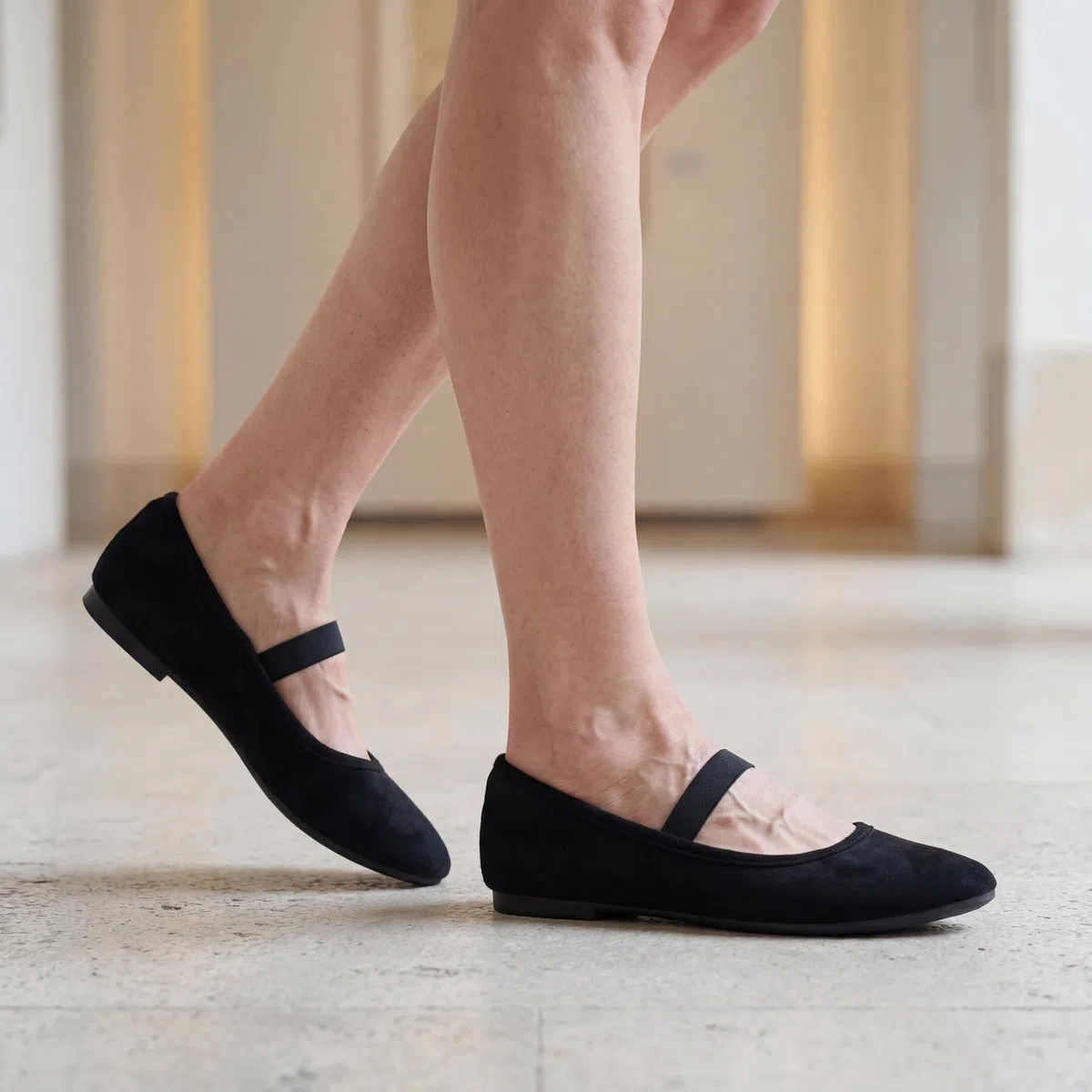 GLAMORA Merceditas Mujer Bailarinas Manoletinas Mary Jane Ante Sintético Tira Elástica Zapatos Planos Flexibles Antideslizantes Transpirables Plantilla Acolchada Suela Goma