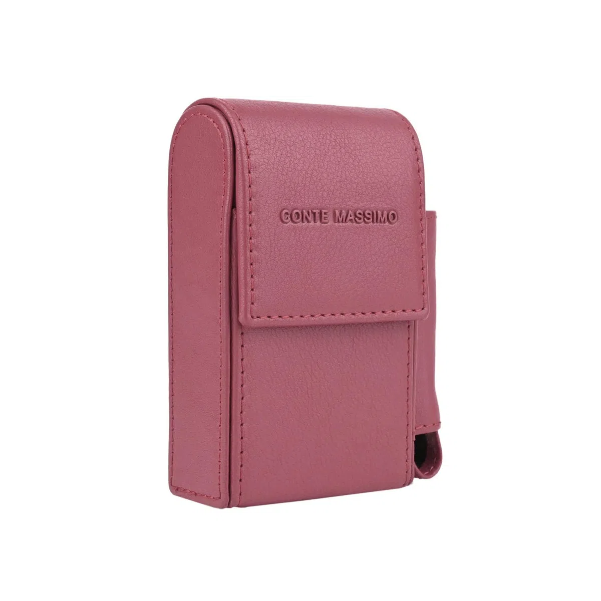 Conte Massimo Estuche para Cigarrillos de Piel Auténtica, con Porta Encendedor, para Hombre y Mujer, Estuche para Paquete y Encendedor