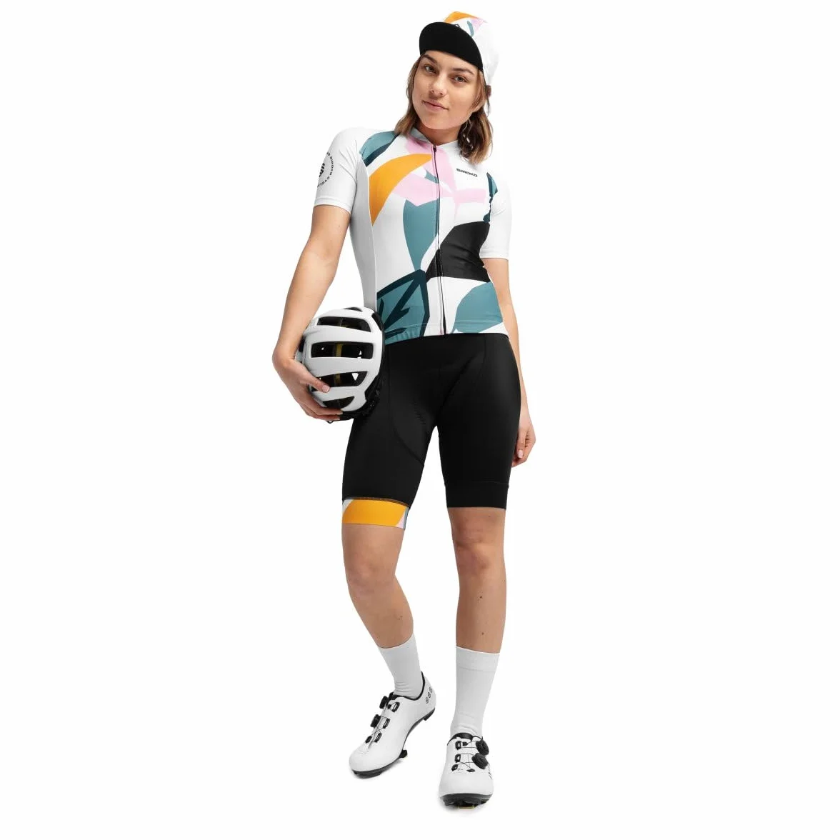 SIROKO - Maillot de Ciclismo para Mujer M2 Pinerolo - XL - Blanco/Verde Ceniza/Rosa Chicle