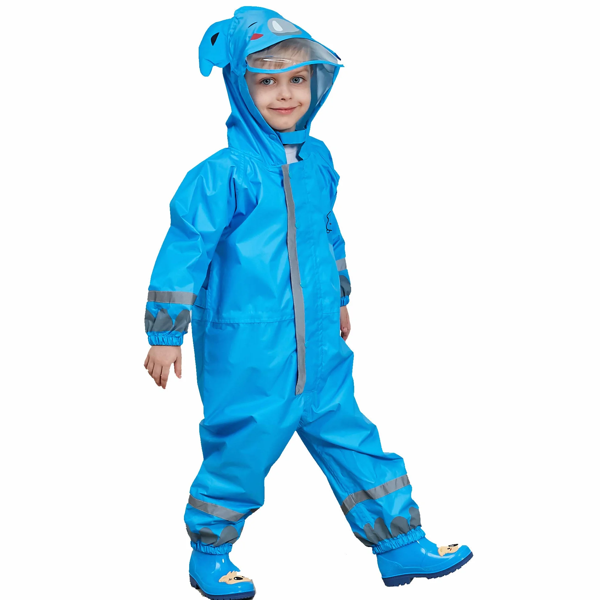 Impermeable Chaquetas Lluvia Capucha Niña Niño Chubasqueros Infantil Traje de Lluvia Mono Grande Poncho Escuela Running Reflectante Capa Unisexo Amarillo Azul Rosa Verde 3-10 años