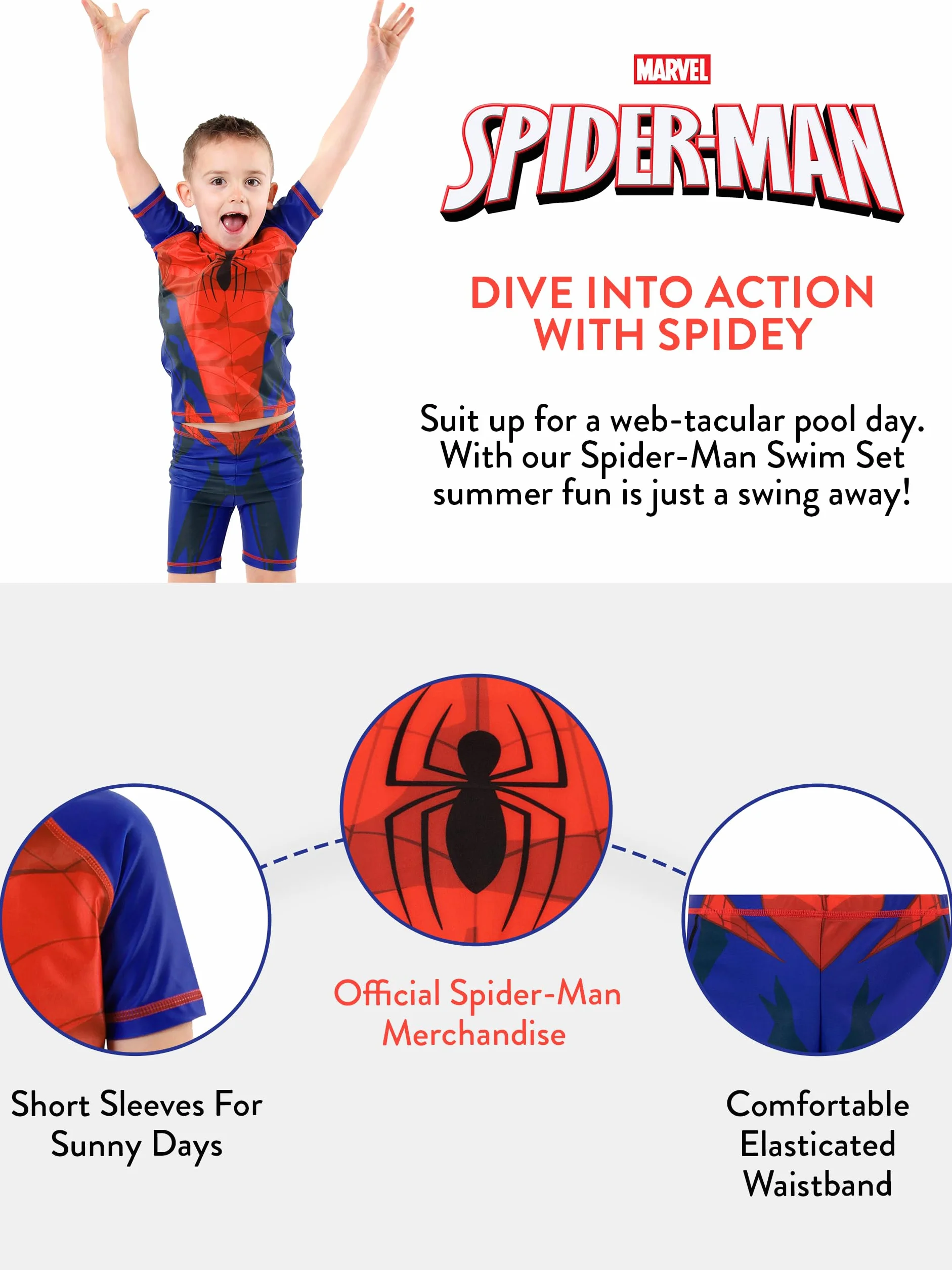 Marvel Bañador De Spiderman Bañador para Niño |para Edades De 18 Meses A 8 Años | Merchandising Oficial De Spiderman