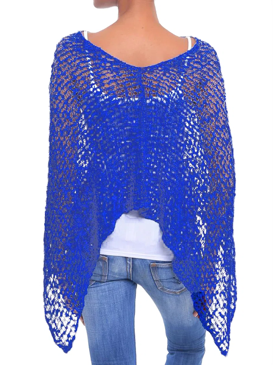 JOPHY & CO. Poncho de mujer de red efecto de punto, abrigo de ganchillo de verano y primavera, ligero y suave (cód. 1511)