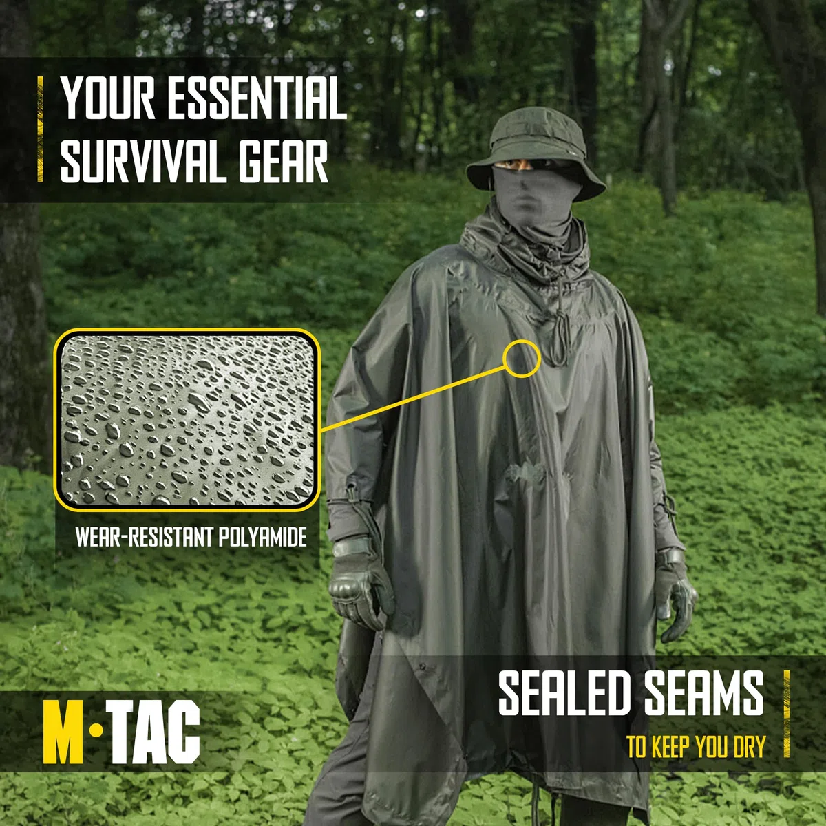 M-Tac Poncho - Impermeable militar para hombre