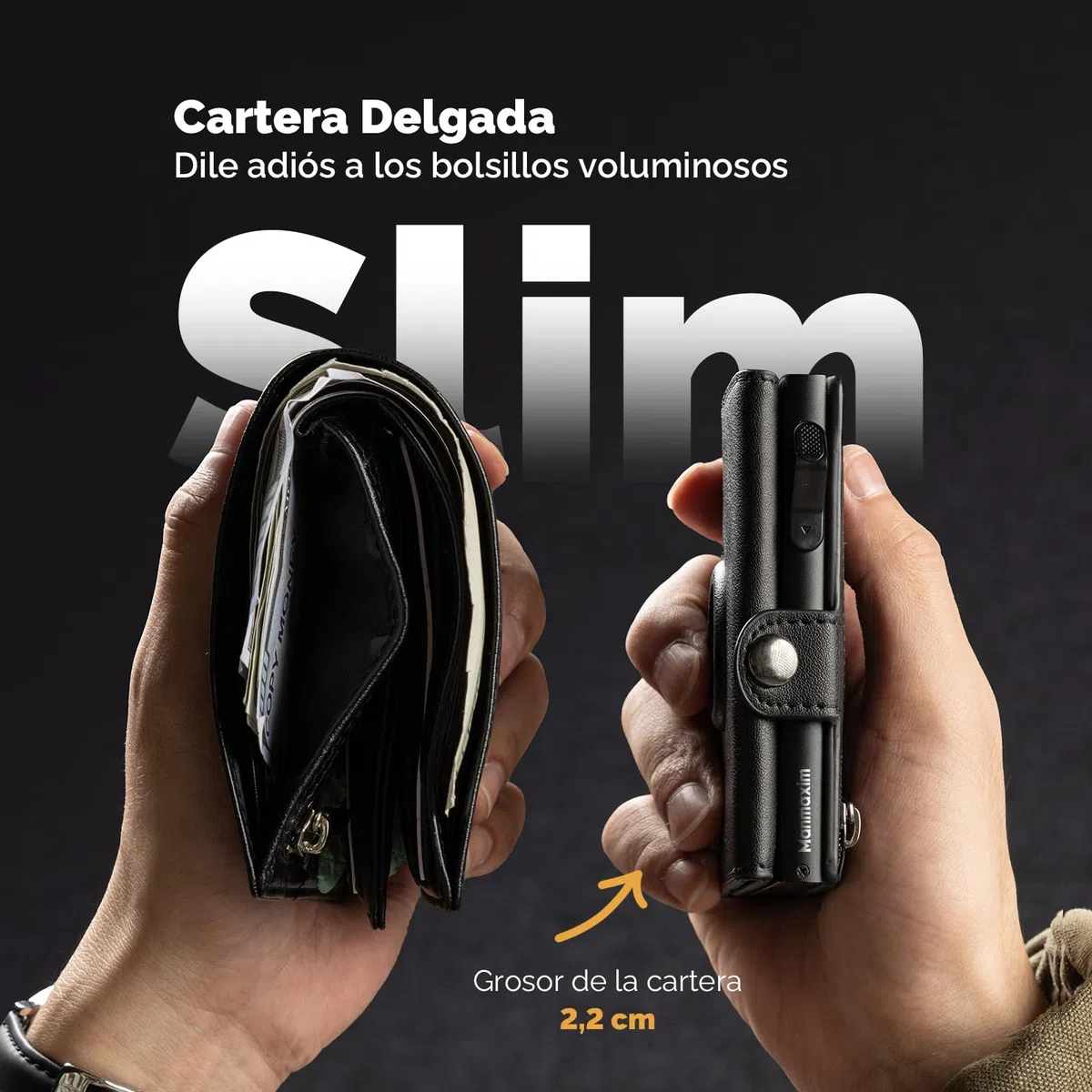 Cartera para Hombre, Cartera RFID Smart Wallet for Men, Compact Monedero para Hombre para 12 Tarjetas, Monedero con Compartimento para Monedas y ID Ventana
