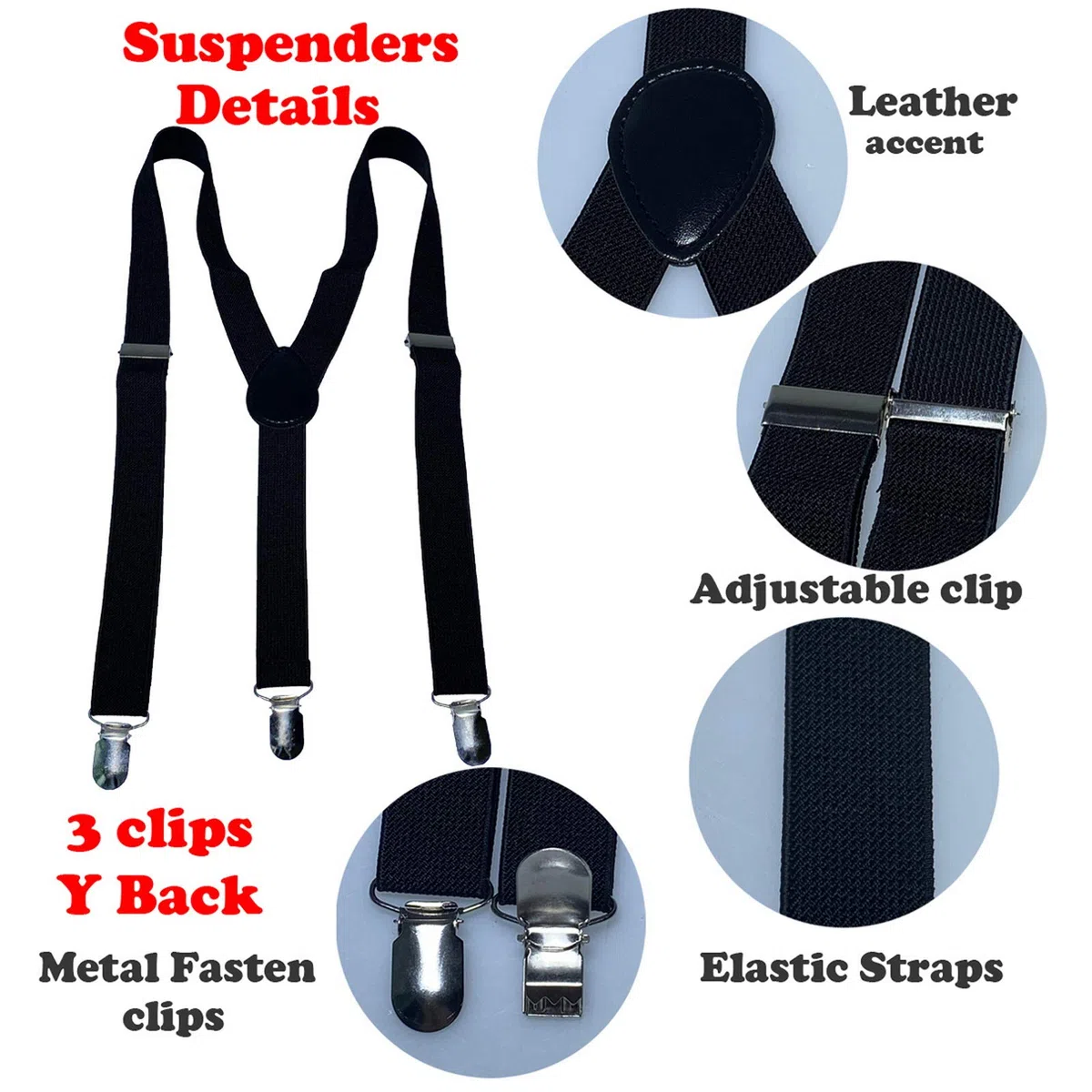 Tirantes para hombre, estilo Y, resistentes, ajustables, elásticos, talla única, para adultos y niños