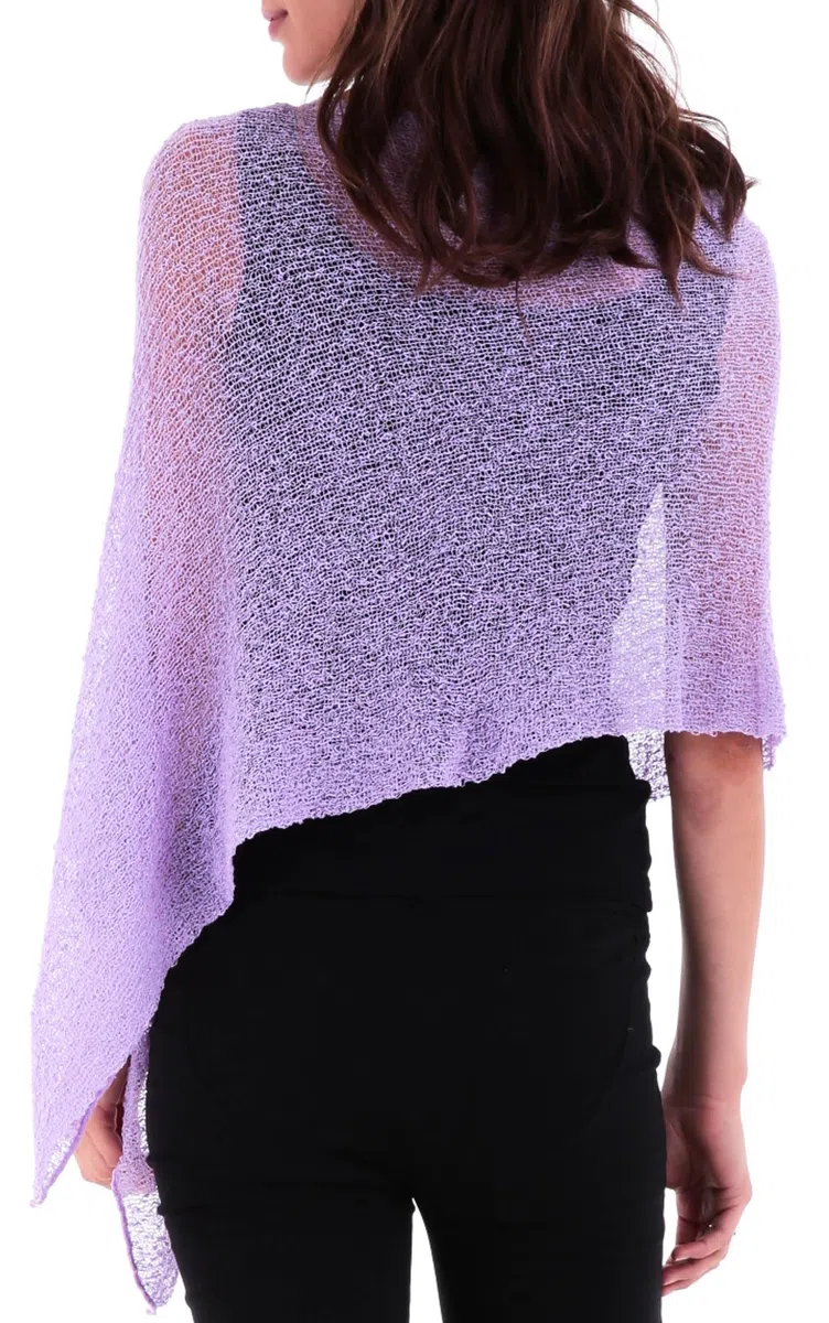 SHU-SHI - Jersey de estilo capa para mujer - Con transparencias - Punto ligero