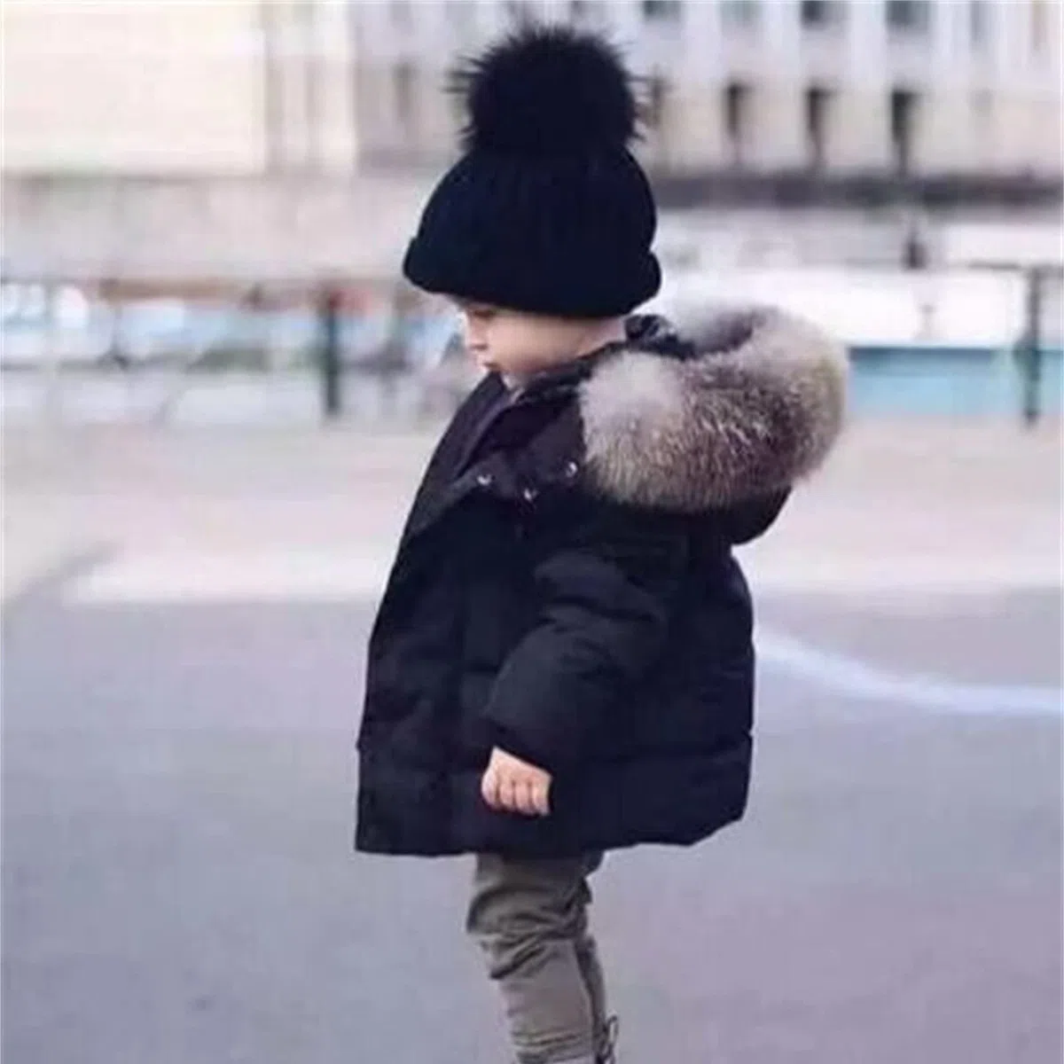 Generisch Niños Niños Bebé Niños Abrigos de Invierno Espesar Cuello Polar Sudadera con Capucha Chaqueta de Plumas a Prueba de Viento Traje de Nieve Ropa Ropa de Abrigo Niño Oliva