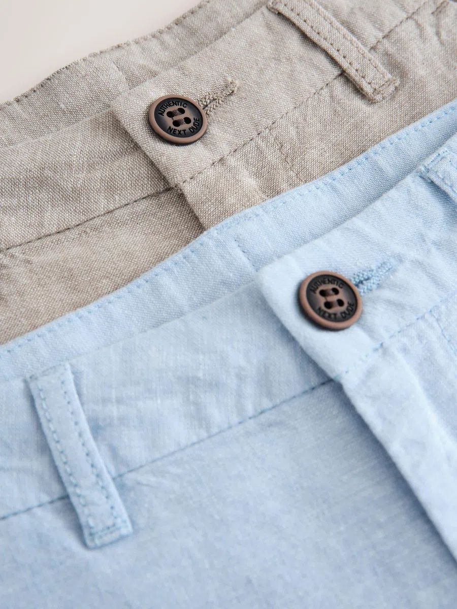 NEXT Niños Pack de 2 Pantalones Cortos de Lino Estilo Chino