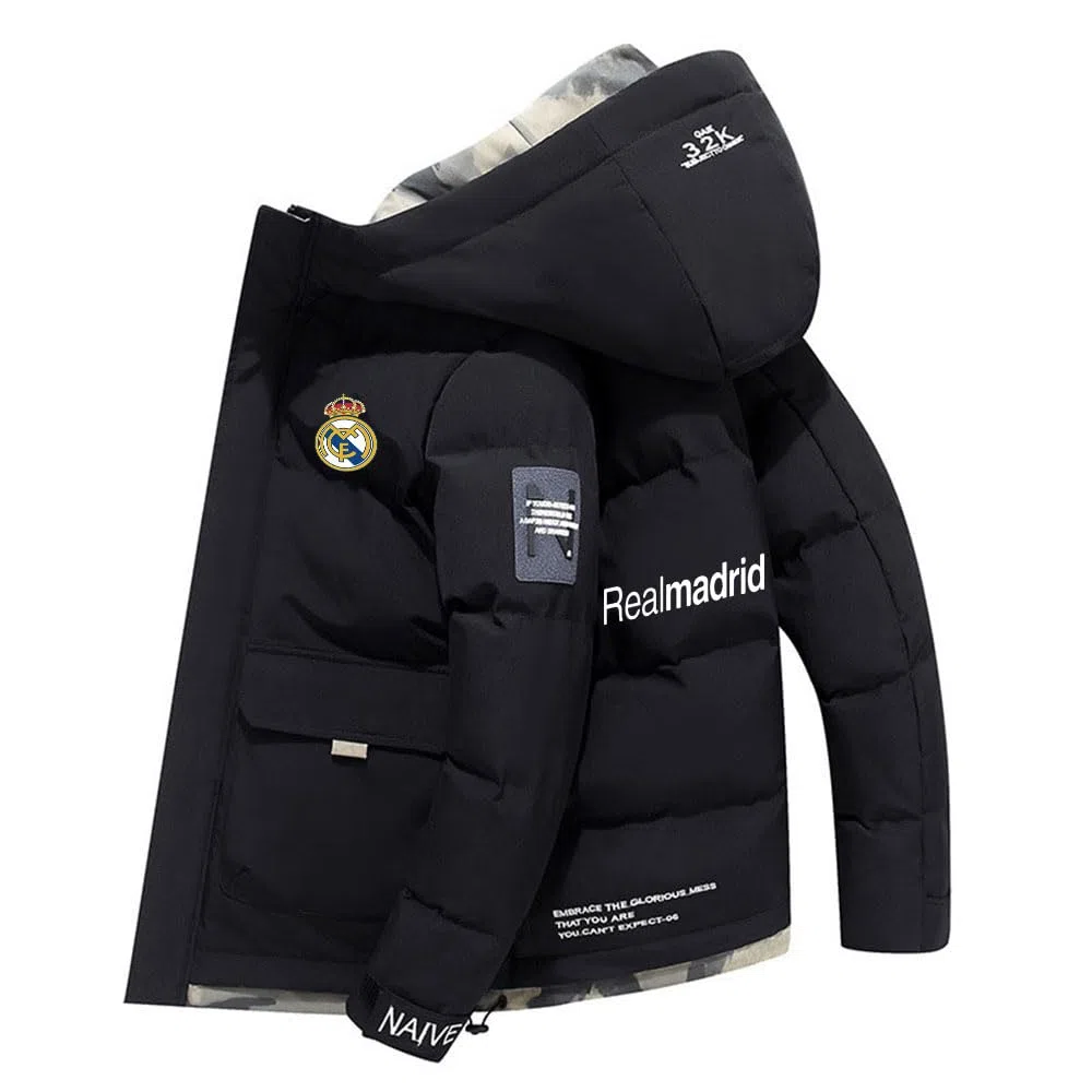 Chaqueta de plumón para hombre y mujer Rěǎī-Mǎdrid Winter Thickening Warm Hooded Windproof Ski Coat niños