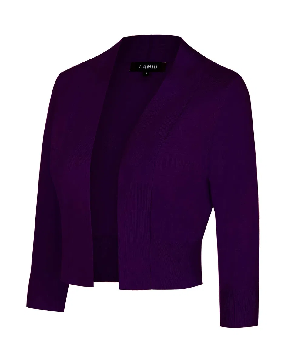 Mintilimit - Chaqueta de punto para mujer (manga corta, 3/4, con botón de bolero)