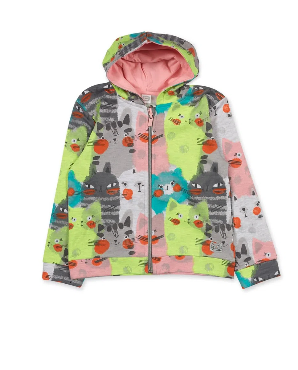 Tuc Tuc Sudadera Felpa con Capucha de niña Color Gris colección Cattitude