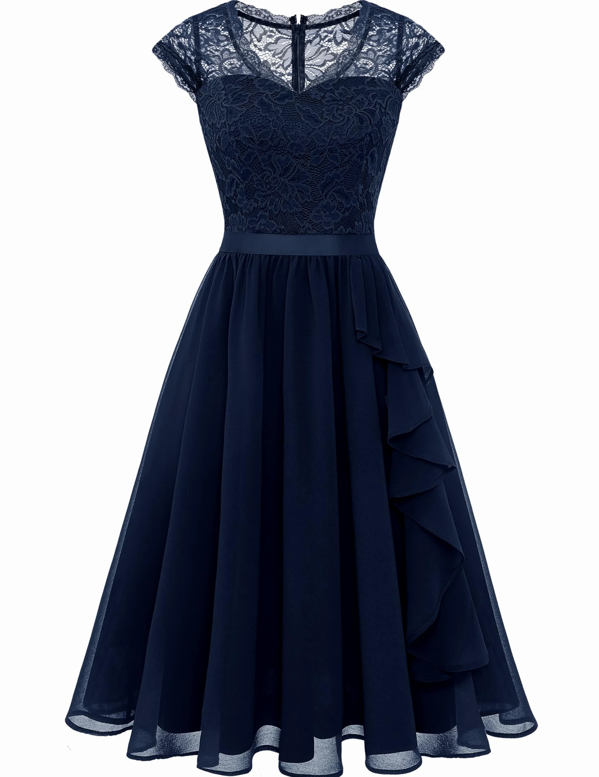 Wedtrend Vestido de cóctel para mujer, elegante para boda, con volantes, vestido de noche corto de dama de honor