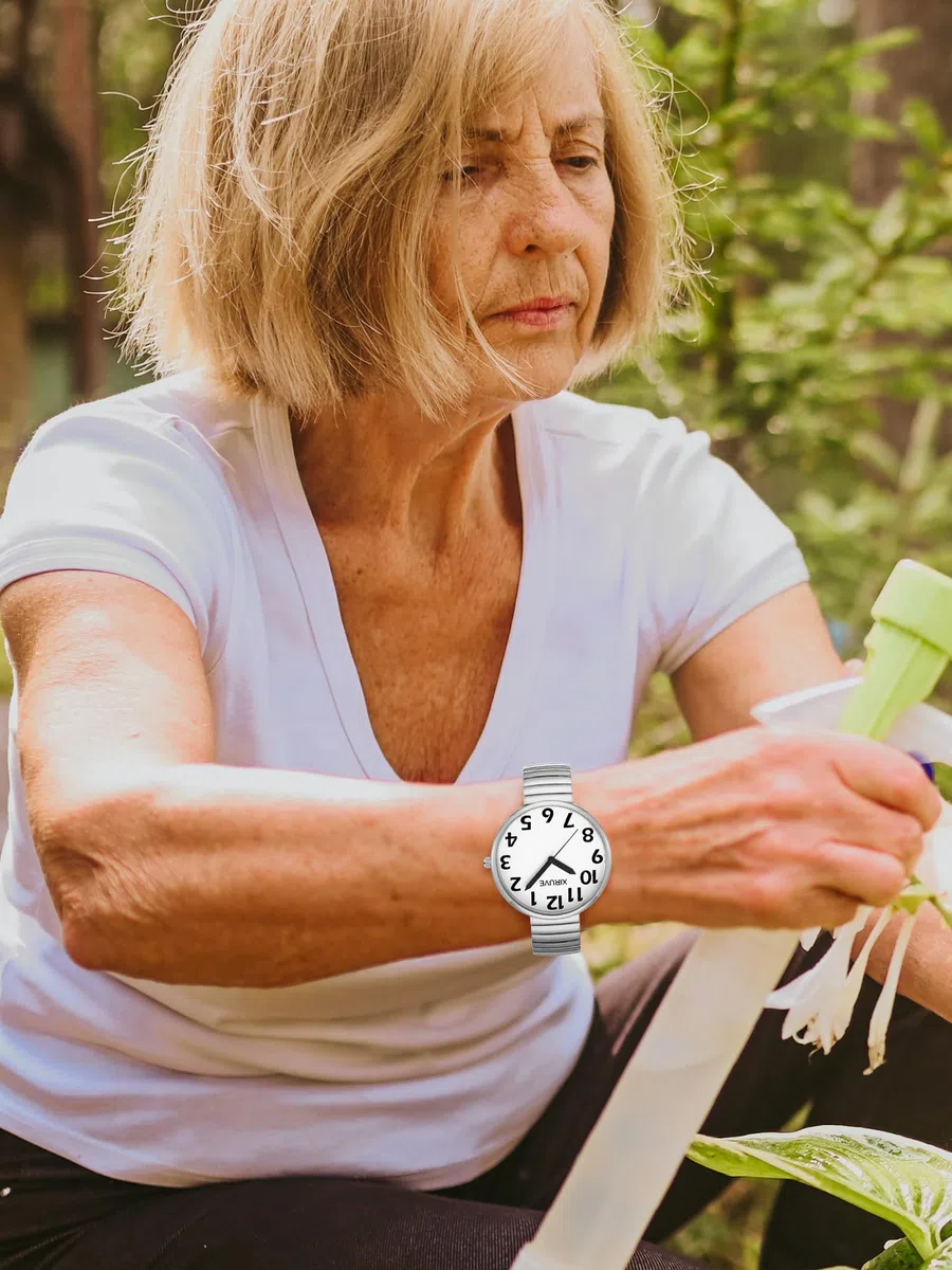 Esfera de Números Grande Fácil de Leer Correa Elástica de Acero Inoxidable Reloj de Pulsera Cuarzo Analógico para Mujer Hombre