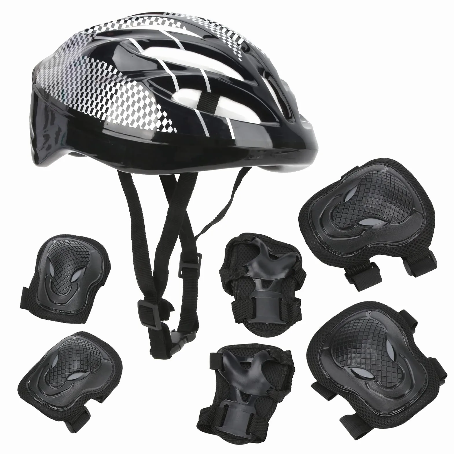 Topyond Juego De Equipo De Protección para Patinaje sobre Ruedas para Adultos, Rodilleras, Coderas, Casco, Muñequeras para Monopatín, Patinaje En Línea, Hockey, 7 Uds.