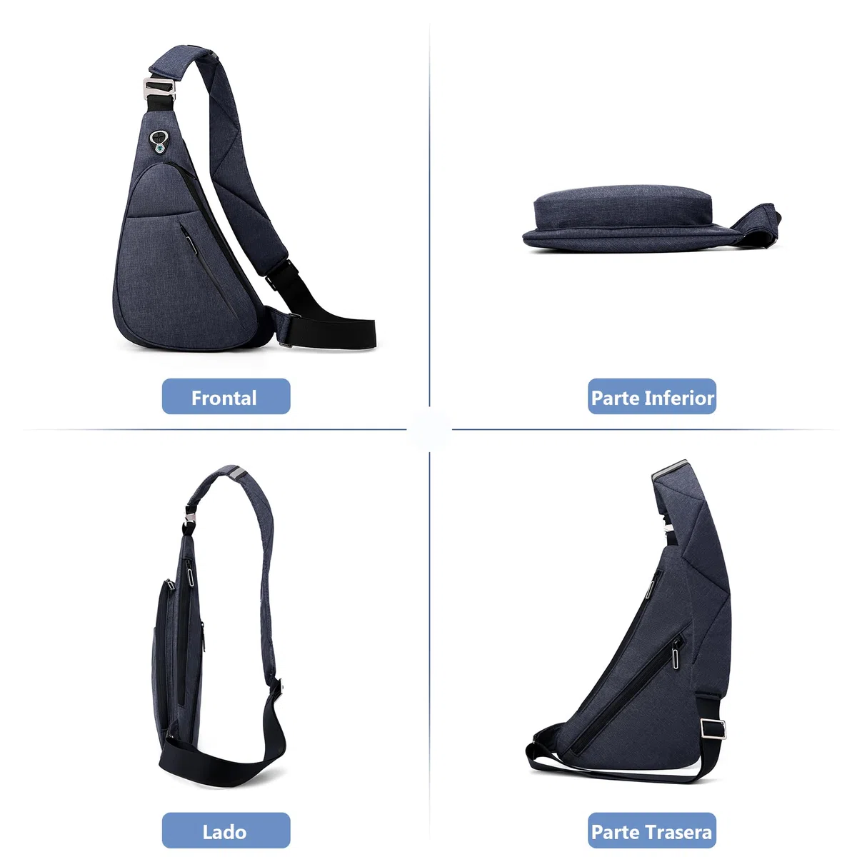 VARLIVOO Bandoleras Hombre, Bolso de Hombro Antirrobo Pequeña Bolso de Pecho Impermeable para Trabajo y Viaje Deporte Unversidad Azul B