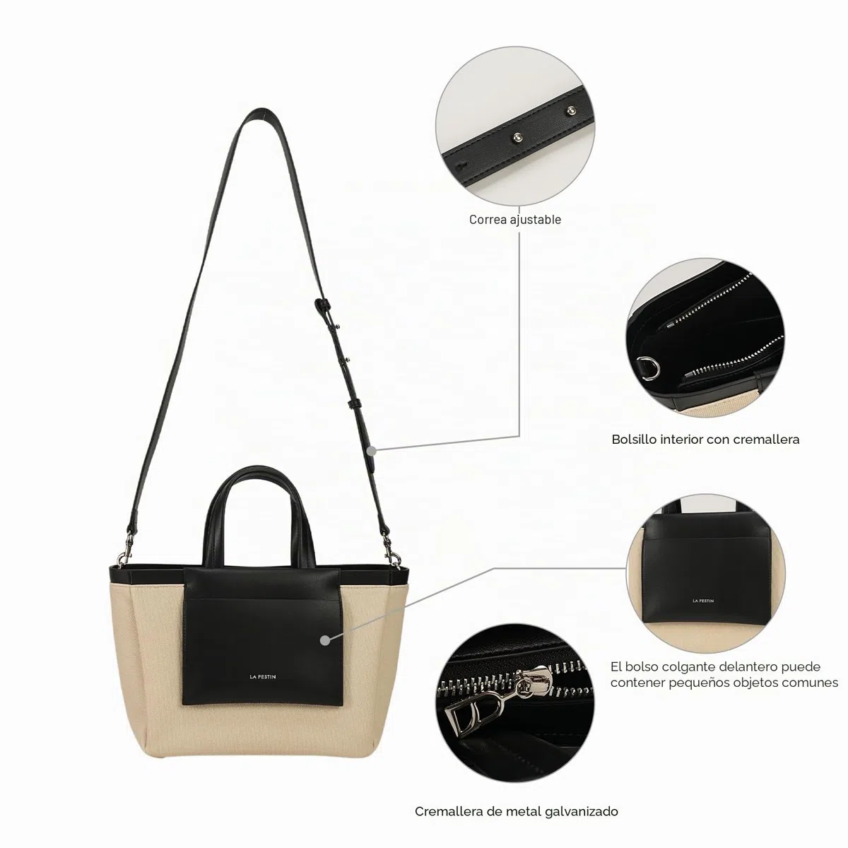 LA FESTIN - Bolsos para mujer con correa, bolsos cruzados de lujo para mujer