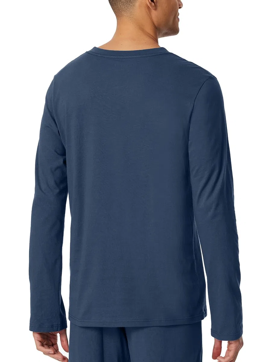 Schiesser Herren Schlafshirt Langarm V-Ausschnitt - Mix + Relax - Organic Cotton Camiseta de Pijama Hombre (Pack de 1)