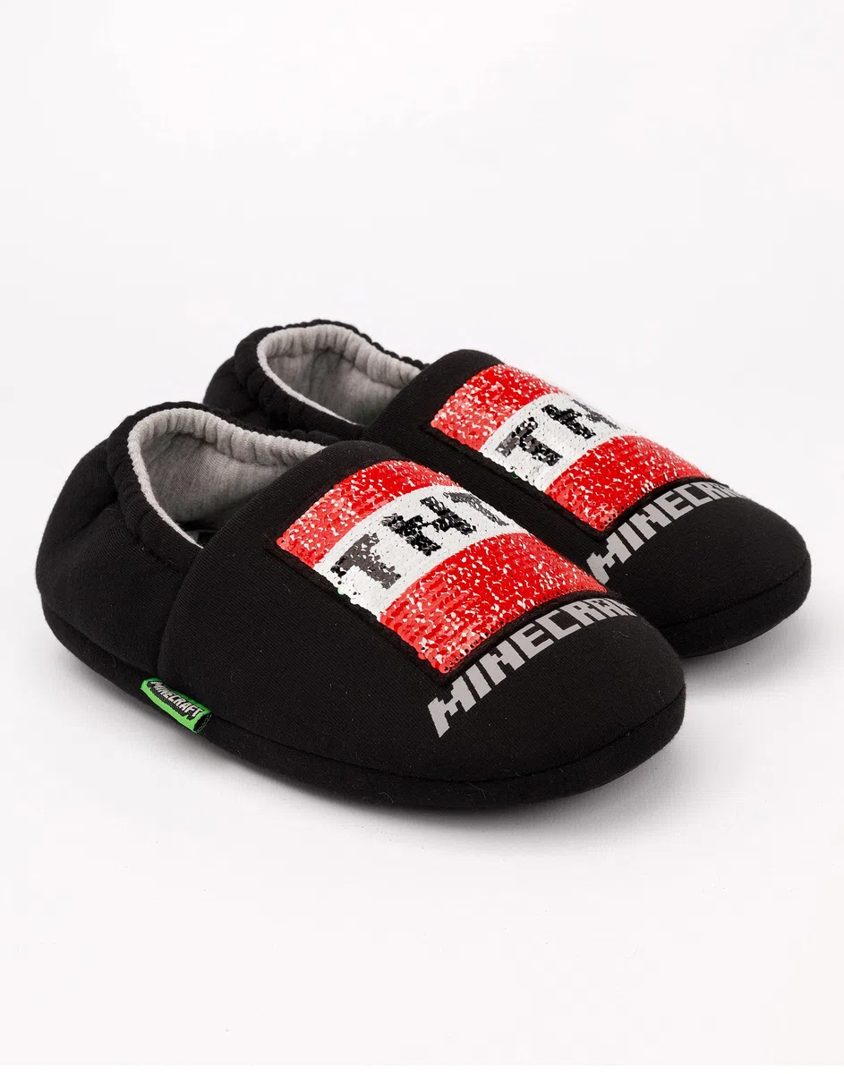Minecraft Slippers Biños Niños Blue Creeper Vs Zombie Tnt House Zapatos