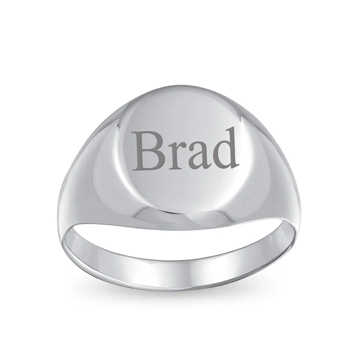 Bling Jewelry Anillo de sello ovalado grabable de plata esterlina .925 básico simple inicial para hombre mujer y adolescente con acabado pulido brillante