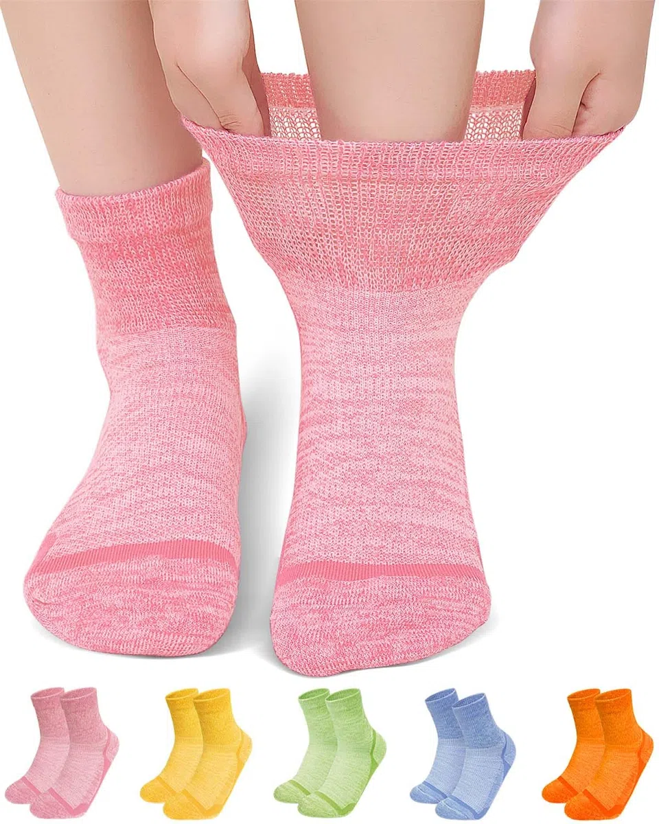 Calcetines Diabeticos Hombre Mujer: Calcetines Bambu Sin Costuras Sin Goma Extra Anchos No Aprietan para Pies Hinchados