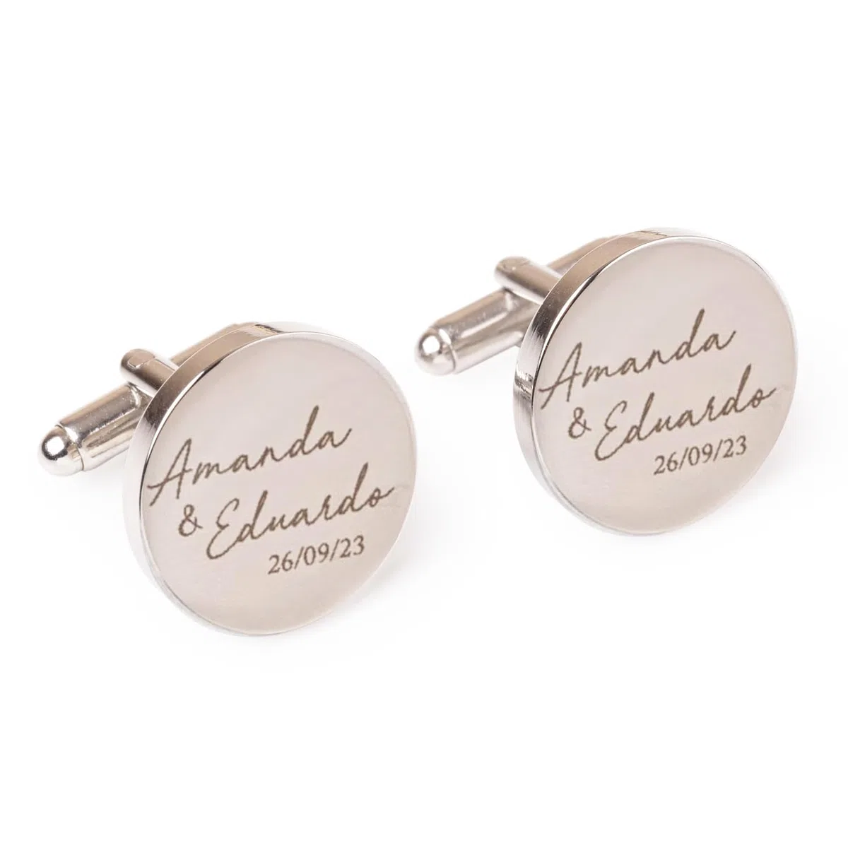 Wanapix | Gemelos Personalizados Grabados con Texto | Gemelos Camisa Hombre | Acero Inoxidable | Gemelo Personalizado Boda | 100% personalizable