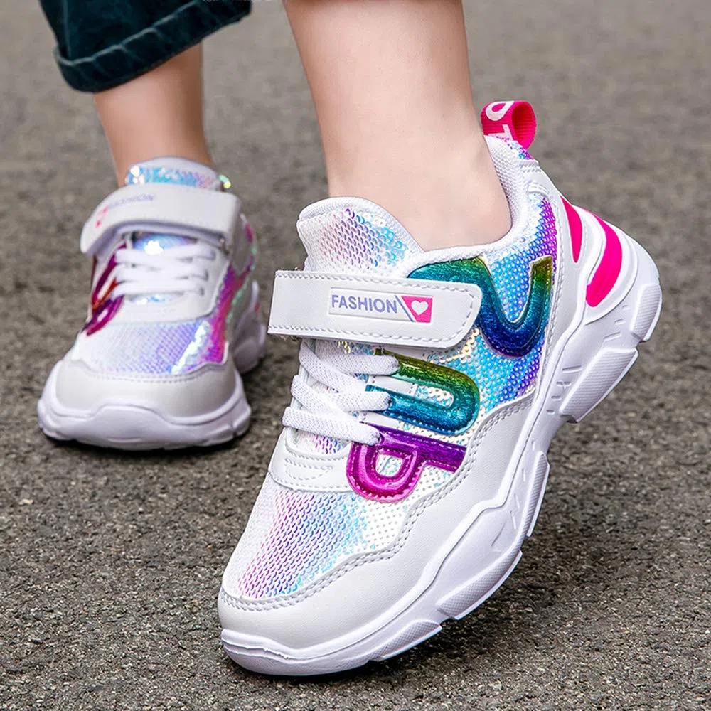 Zapatillas con Lentejuelas Niña Zapatos de Gimnasia para Caminar Ligero Trainers Kids