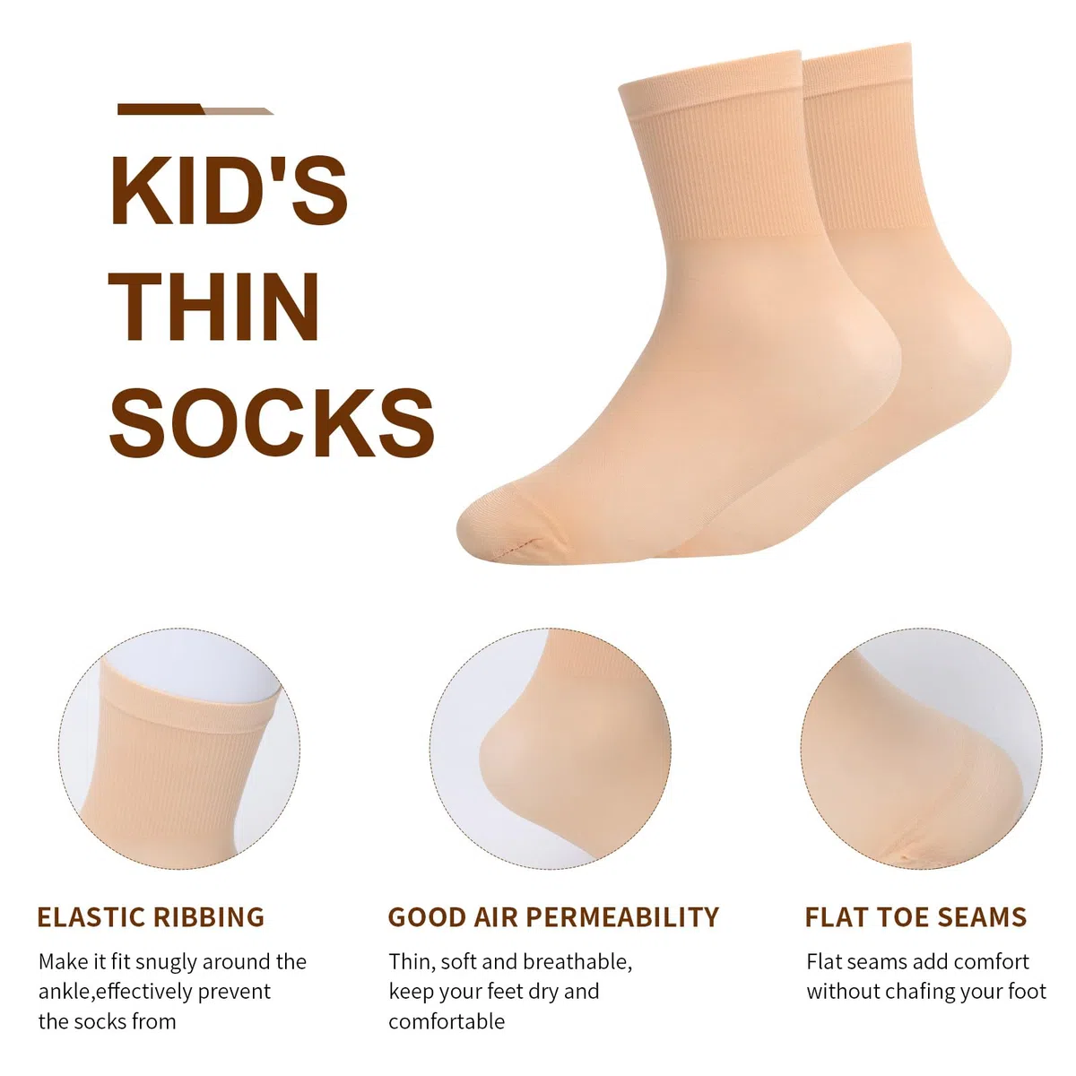 Risipu 6 pares de calcetines de ballet para niñas, de seda fina sin costuras sin talón
