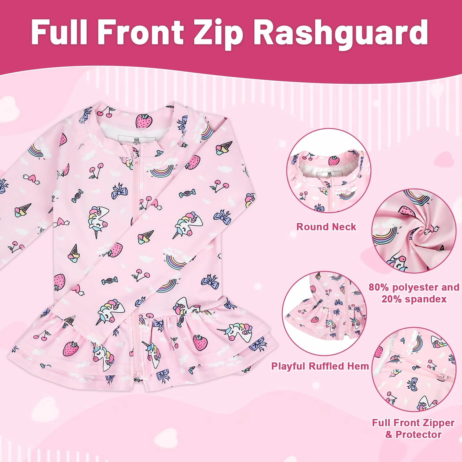 FLYISH DIRECT Traje de baño Infantil bebé niño de 2 Piezas Anti-UV, UPF 50+ Niña Camiseta Natación Manga Larga con Cremallera + Pañal Natación Reutilizable, Rashguard Niño Secado Rápido