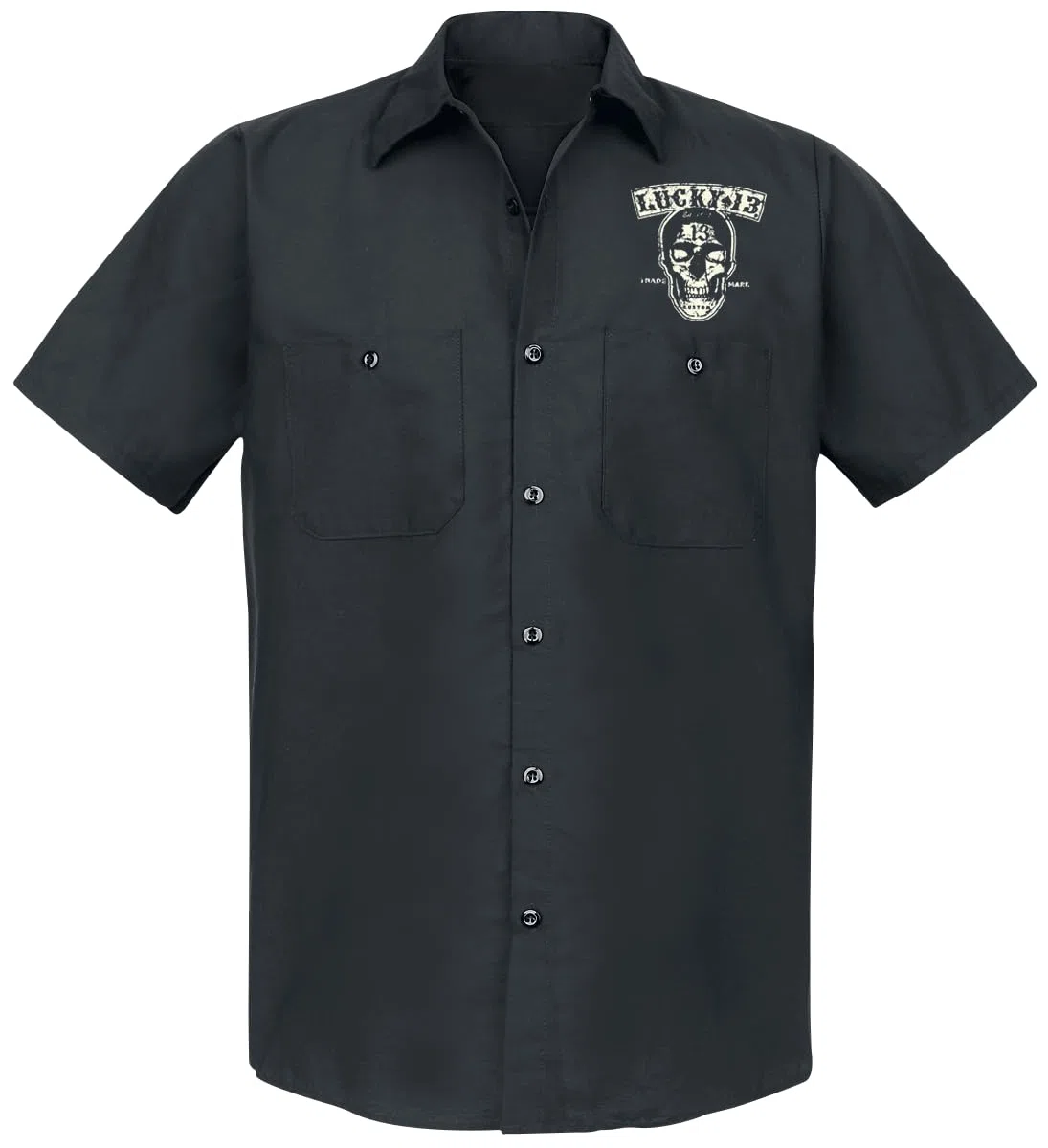 Lucky 13 Dual Chopper Hombre Camisa Manga Corta Negro 65% poliéster, 35% algodón Regular