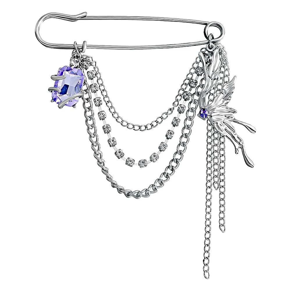 Broche de seguridad con cadenas colgantes, decorativo, punk, gótico, para suéter, vestido, falda, alfileres emo