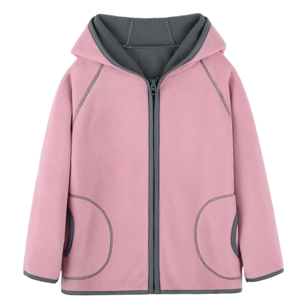 Chaqueta para Niños Polar Fleece de Doble Capa Otoño Invierno Niños Cremallera con Capucha Niñas Ropa de Abrigo de Manga Larga