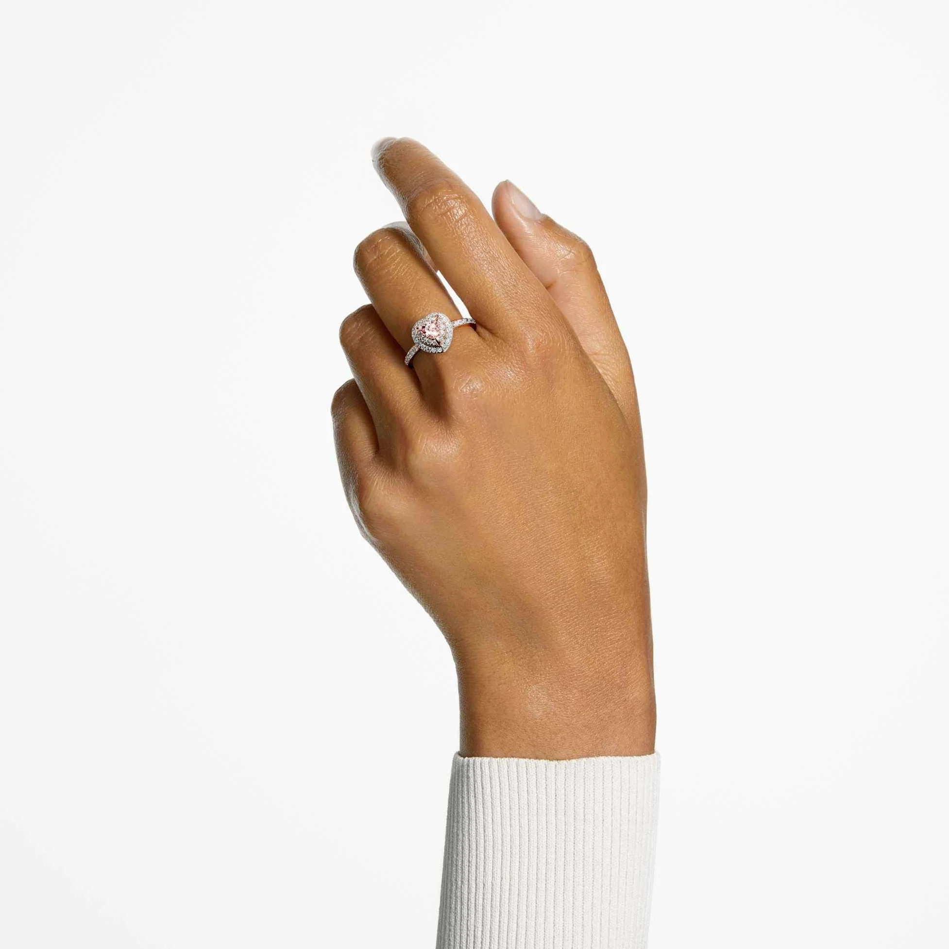 Swarovski One Collezione Anello con motivo, Taglio a cuore, Pavé, Cuore, Rosa, Finitura in metallo misto