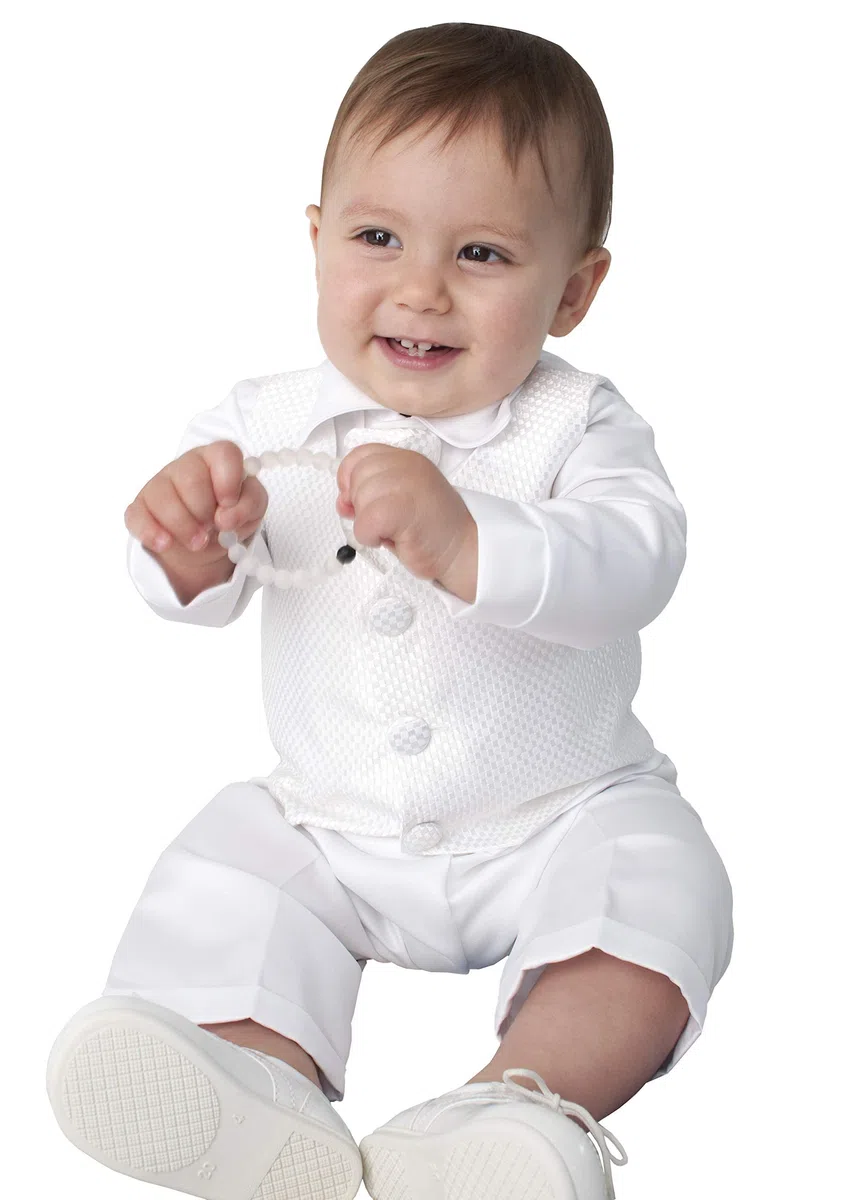 4 piezas Leo para trajes de bautizo en color blanco
