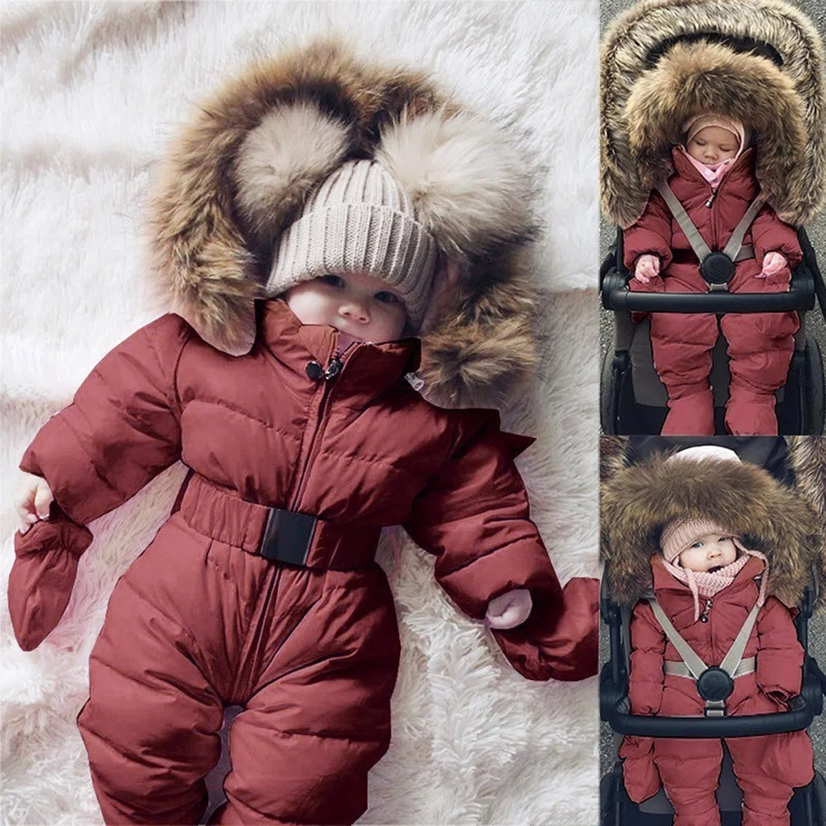 Generisch Chalecos de bebé traje de nieve con mono chaqueta de punto para bebé
