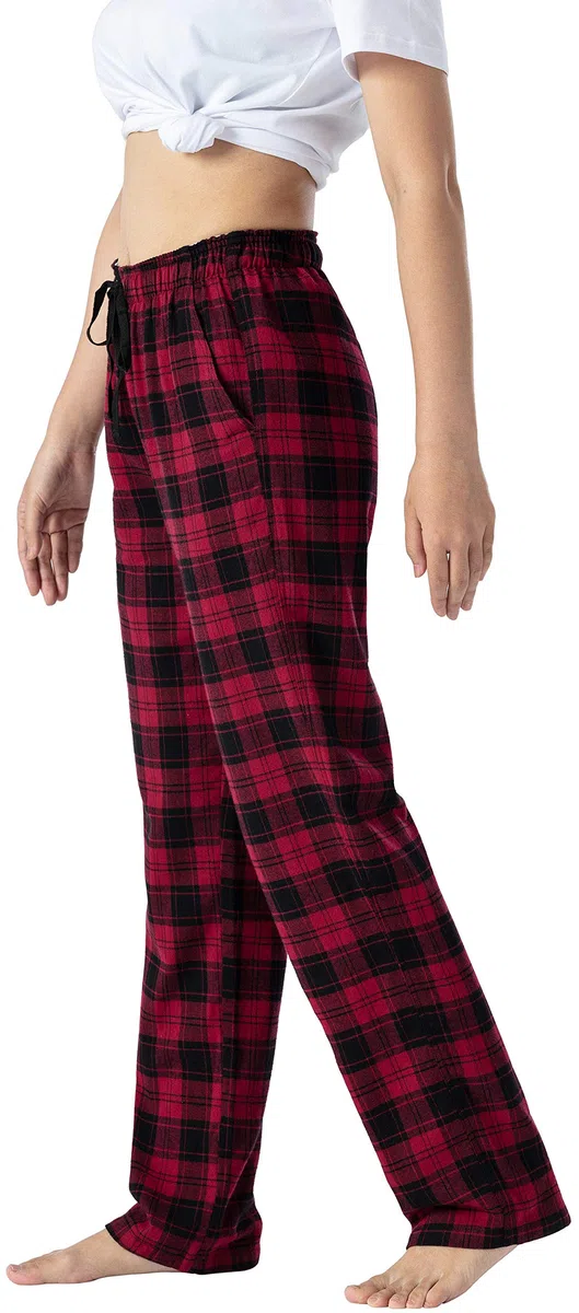Pantalones de Pijama Mujer 100% Algodón Pantalones Invierno Cuadros Suave Cálido