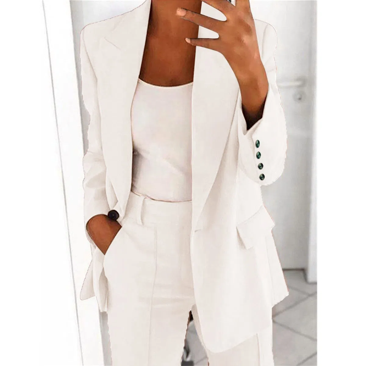 Conjunto de traje de dos piezas para mujer, de oficina, de manga larga, chaqueta de pantalón, corte ajustado, chaqueta, traje para mujer, elegante