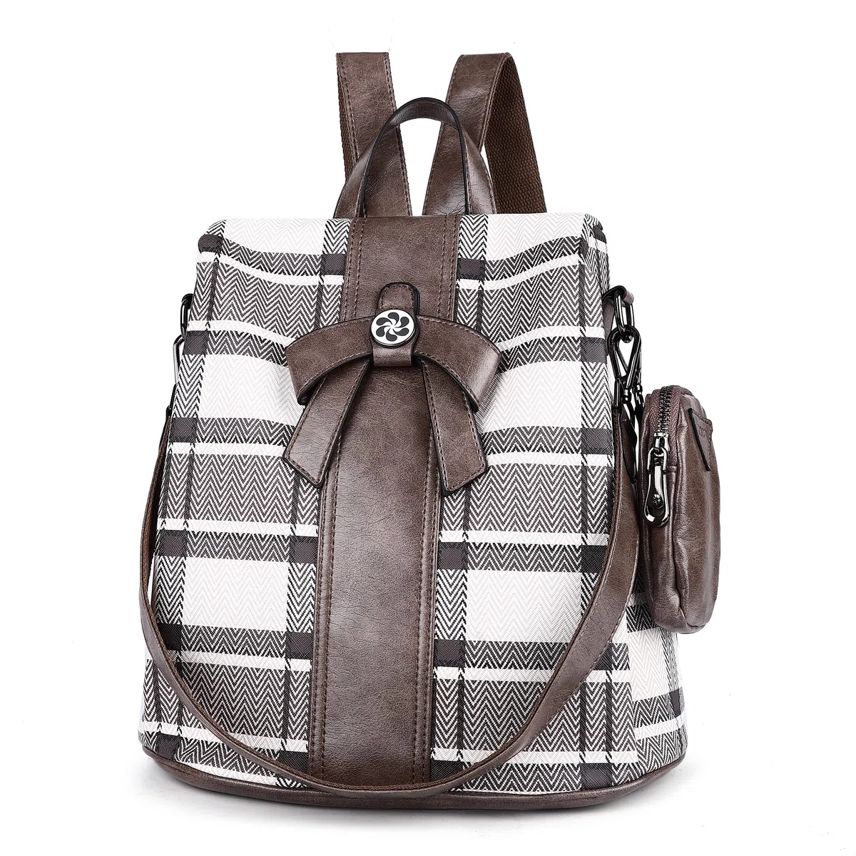 ZOCAI Mochila monedero para mujer de moda, carteras, de piel sintética, mochila diaria, antirrobo, bolso de hombro, monedero, 2khaki Khaki, M