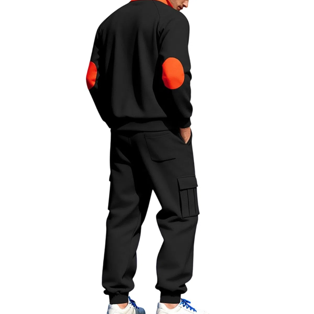 Greabuy Conjunto deportivo de 2 piezas para hombre: sudadera con cremallera de un cuarto y overol transpirable y pantalones deportivos cónicos para entrenamiento