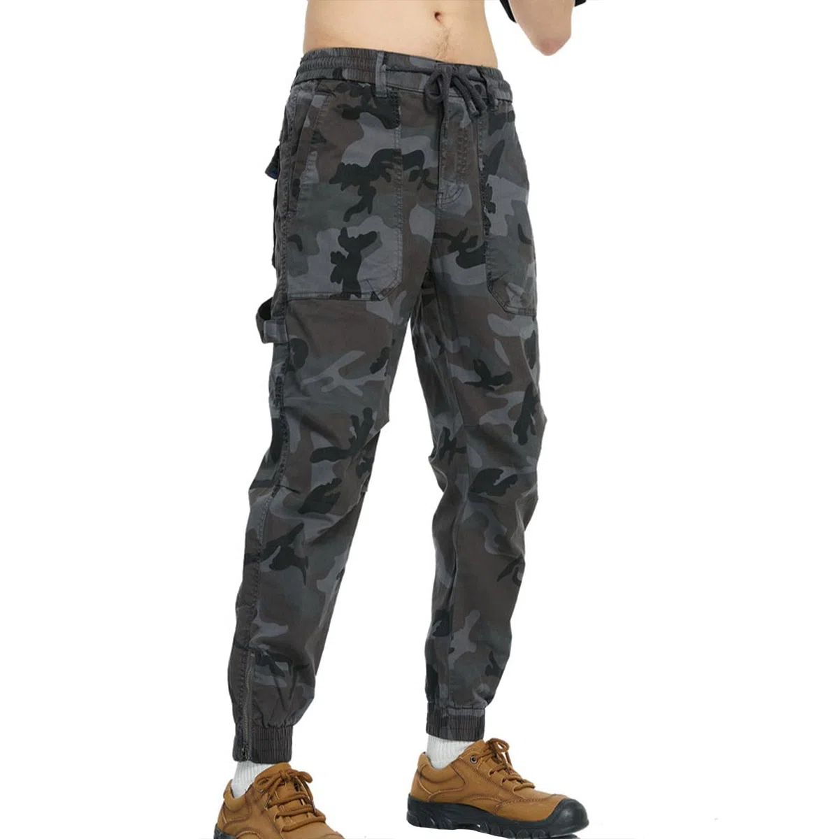 Generisch Pantalones cargo para hombre, con cordón de trabajo, cintura combate, camuflaje militar, pantalones chinos con bolsillos, pantalones cargo elásticos, pantalones de chándal para hombres con